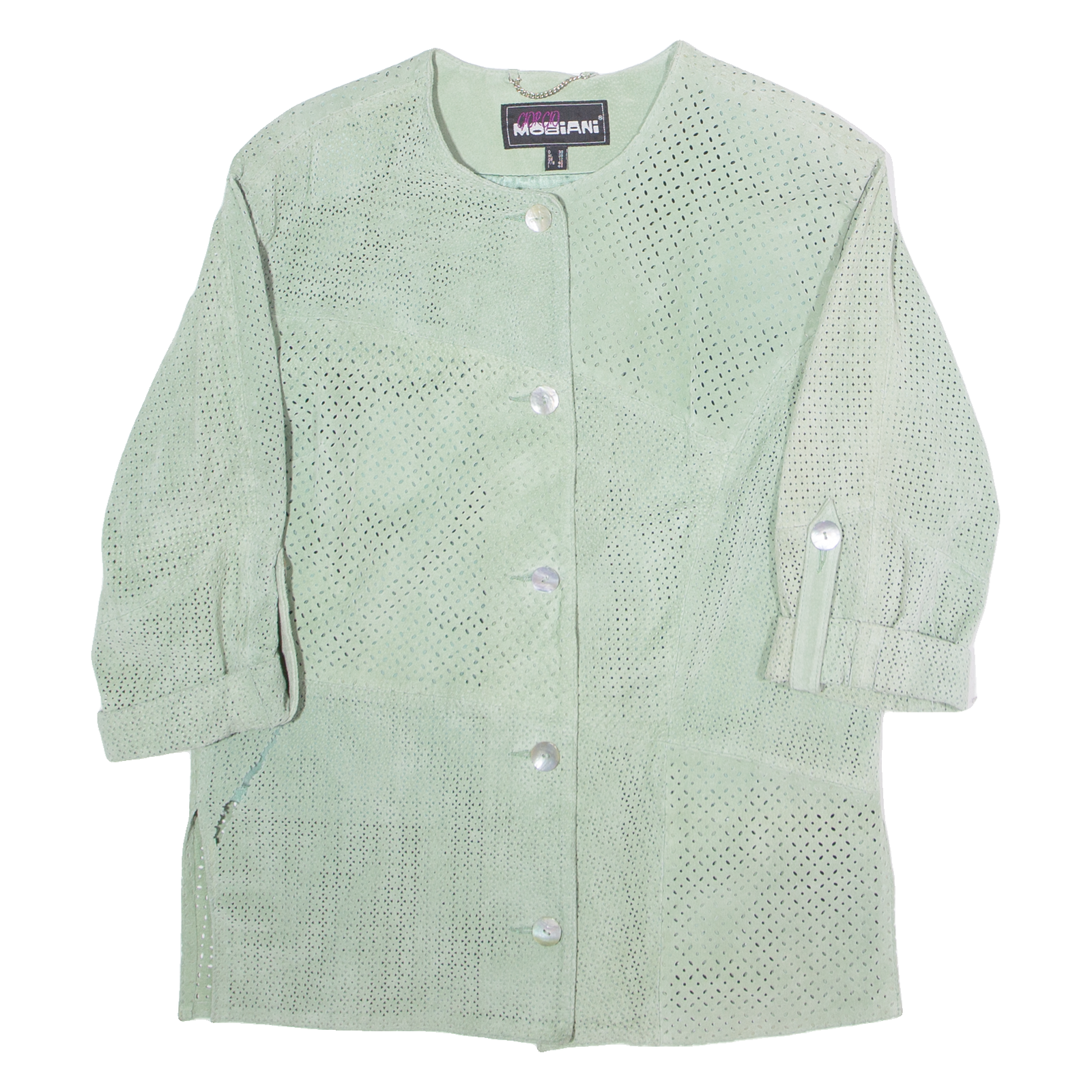 GIORGIO MOBIANI Womens Blazer Jacket Green Leather Suede 90s UK 14 Refurbished - N/A refurbished available on Cerqular