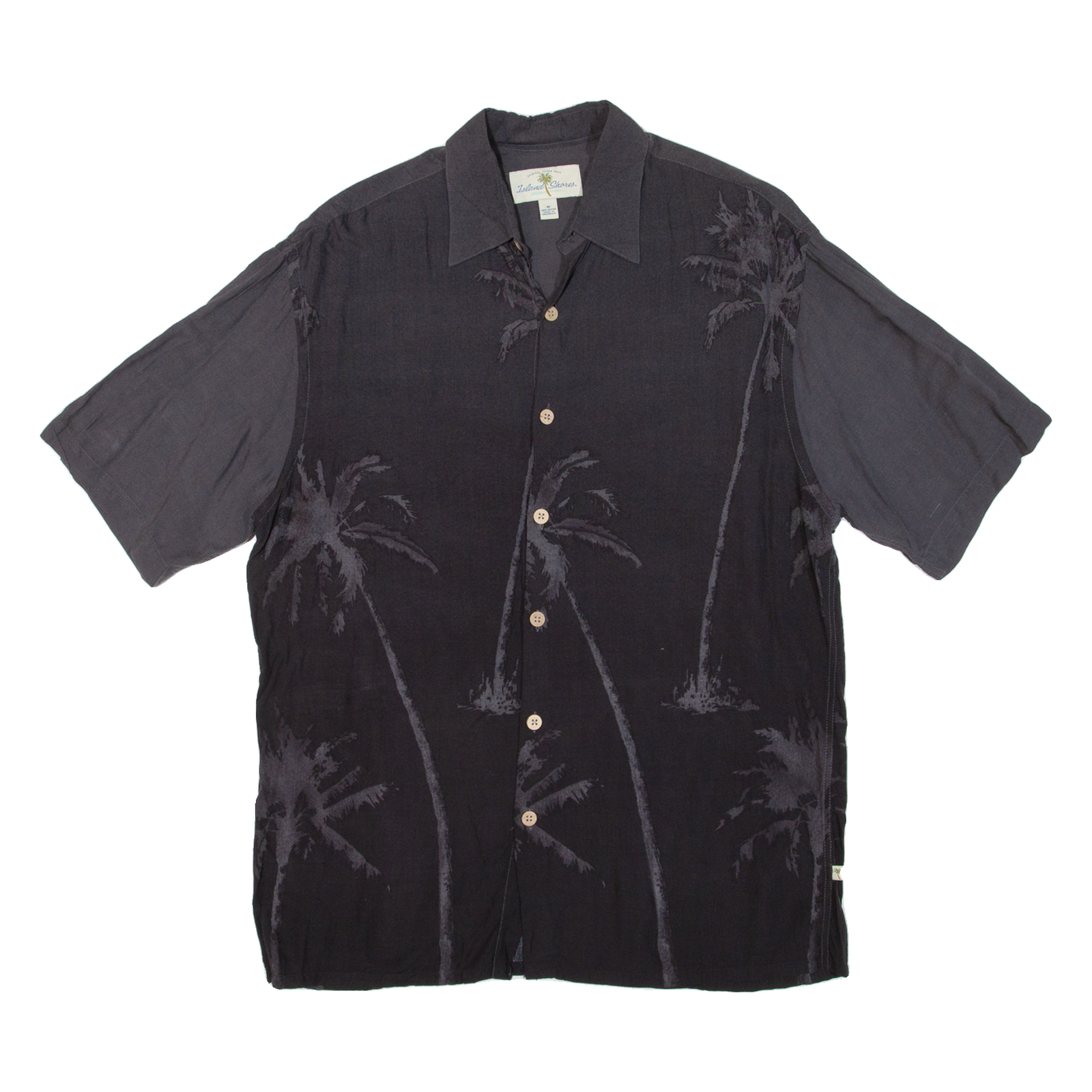 ISLAND SHORES Mens Hawaiian Shirt Black Floral M Refurbished - N/A refurbished available on Cerqular