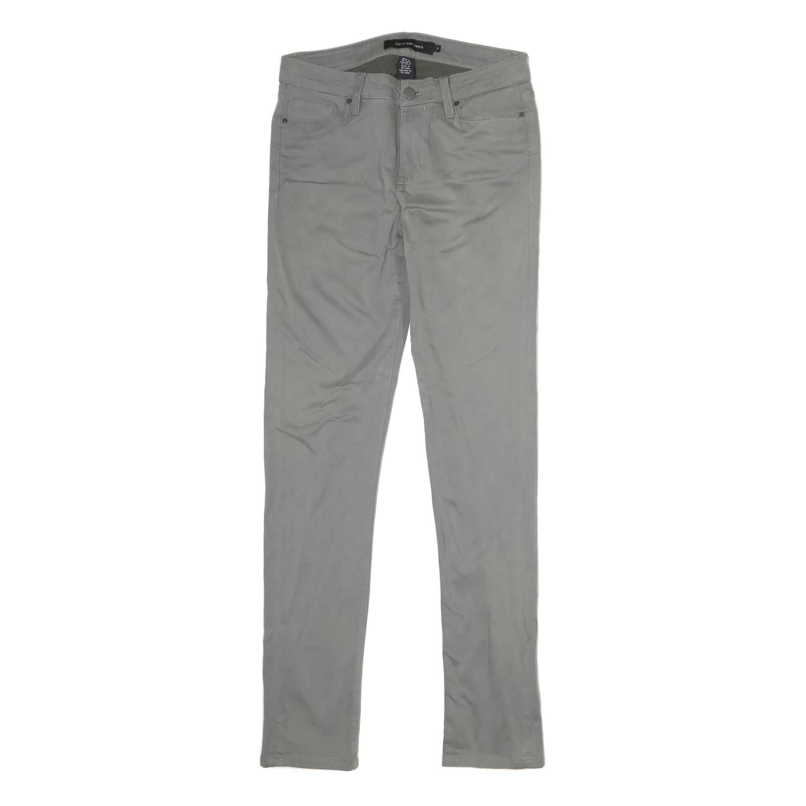 CALVIN KLEIN JEANS Womens Cotton Blend Grey Regular Straight Trousers W28 L31 Refurbished - N/A refurbished available on Cerqular