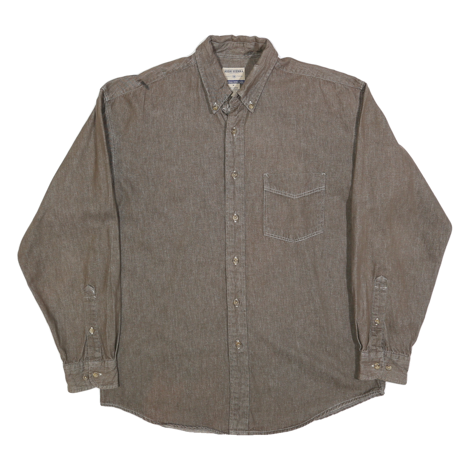 HIGH SIERRA Mens Brown Cotton Shirt M Button-Down Collar Long Sleeve Casual Refurbished - N/A refurbished available on Cerqular