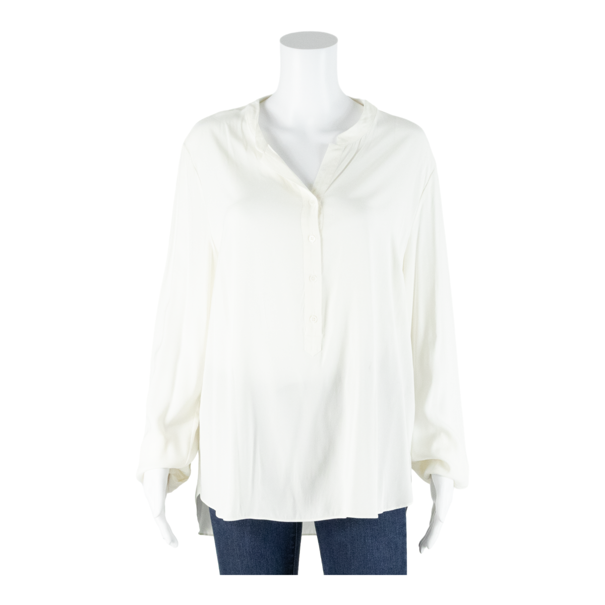 Womens Blouse White Button Neck Long Sleeve L Refurbished - N/A refurbished available on Cerqular
