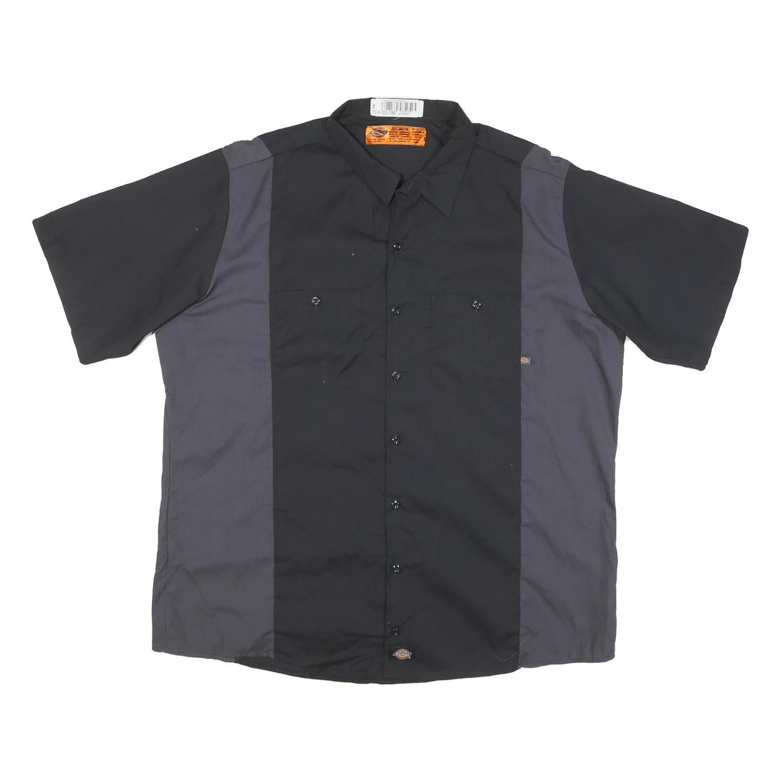 DICKIES Mens Black & Grey Short Sleeve Work Shirt L Cotton Blend Button Front Refurbished - N/A refurbished available on Cerqular