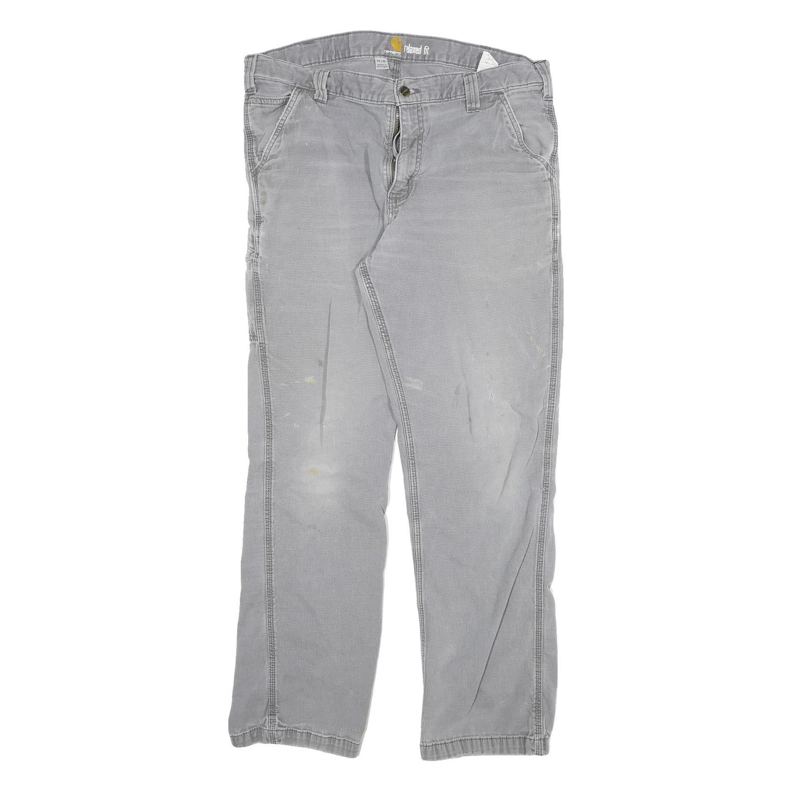 CARHARTT Mens Cotton Blend Grey Relaxed Fit Straight Leg Trousers W34 L29 Refurbished - N/A refurbished available on Cerqular