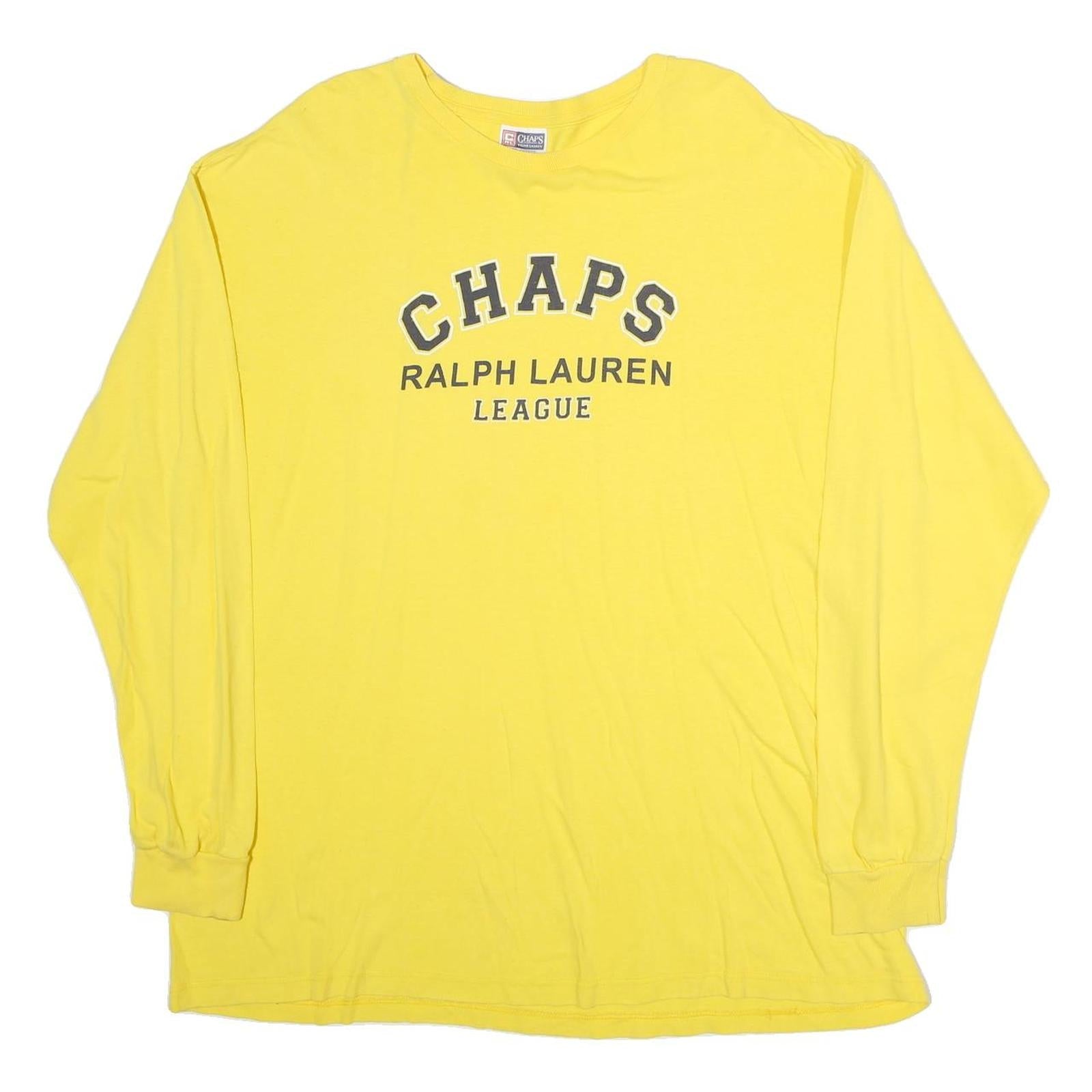CHAPS RALPH LAUREN Mens Yellow Graphic T-Shirt XL Long Sleeve Crew Neck Refurbished - N/A refurbished available on Cerqular
