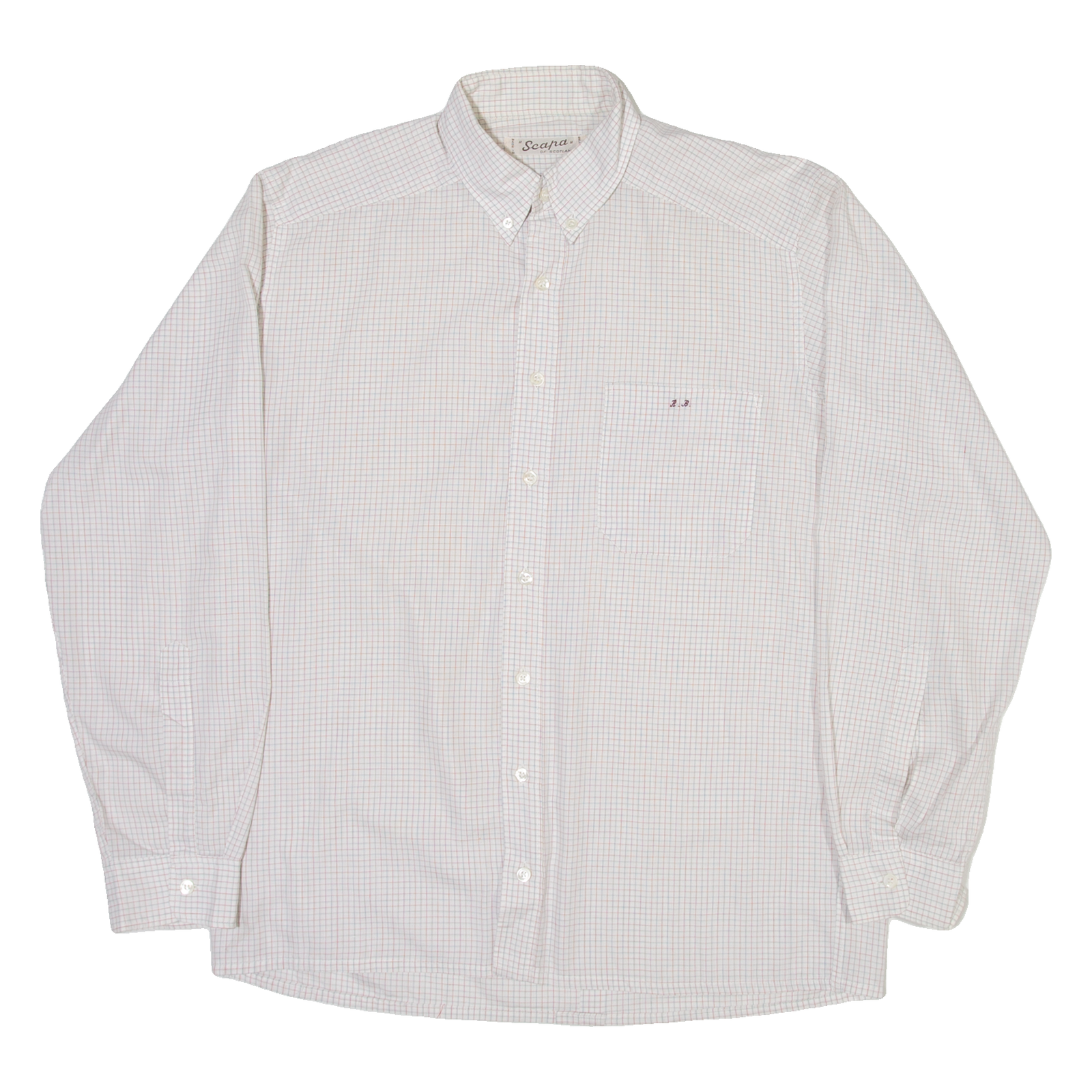 SCAPA Mens Shirt White Check Long Sleeve M Refurbished - N/A refurbished available on Cerqular
