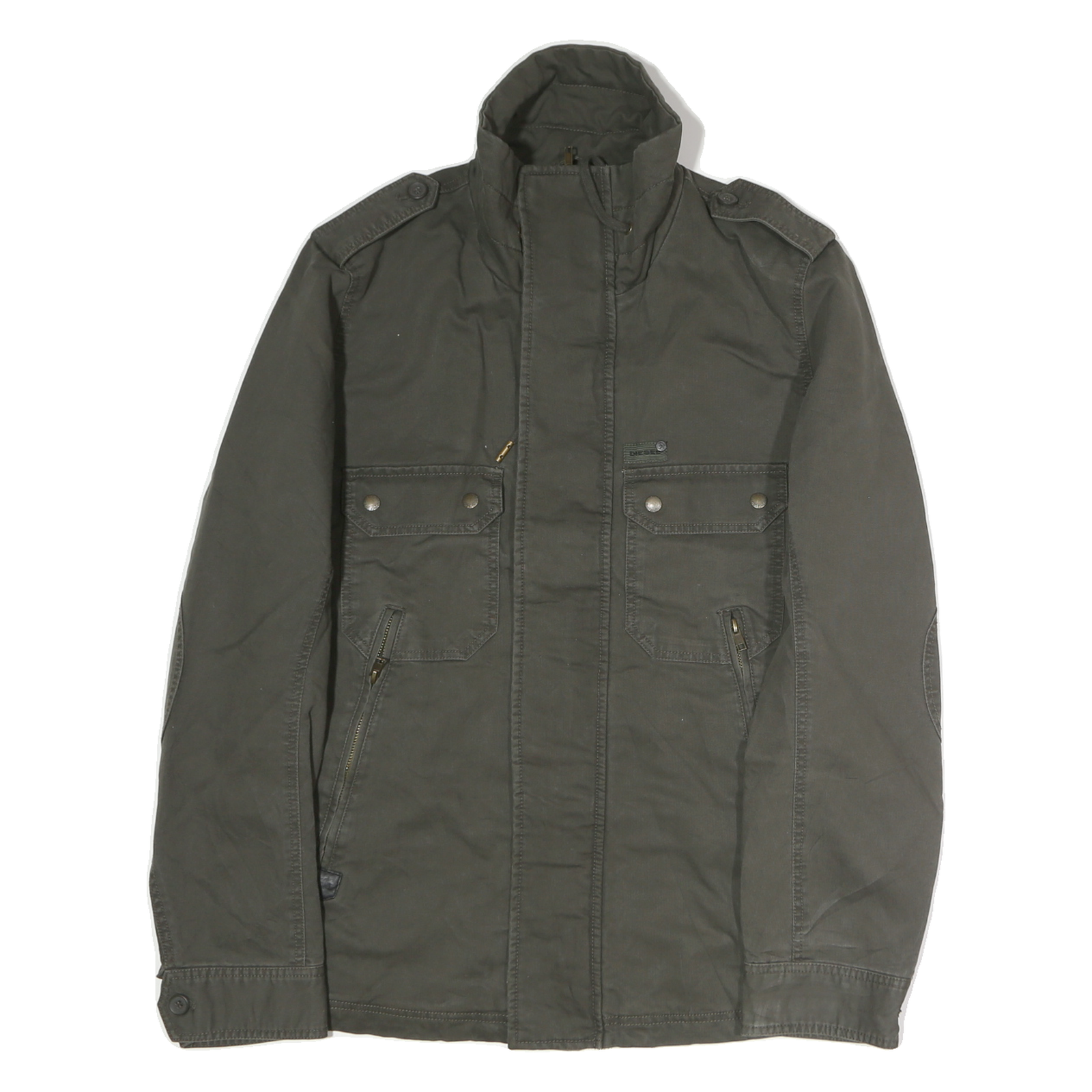 DIESEL Womens Green Cotton Blend Zip Jacket M Military Style Casual Outerwear Refurbished - N/A refurbished available on Cerqular