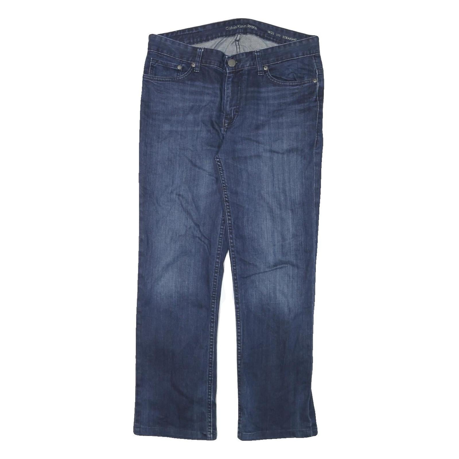 CALVIN KLEIN JEANS Mens Regular Straight Denim Dark Blue W32 L28 Stylish Zip Refurbished - N/A refurbished available on Cerqular