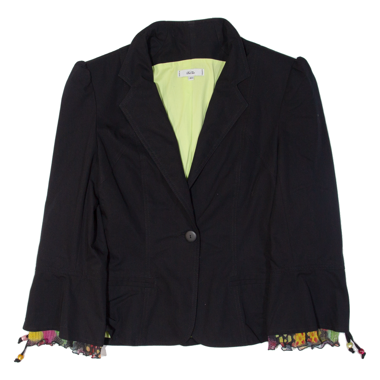 IKITO Womens Blazer Jacket Black Viscose 90s M Refurbished - N/A refurbished available on Cerqular