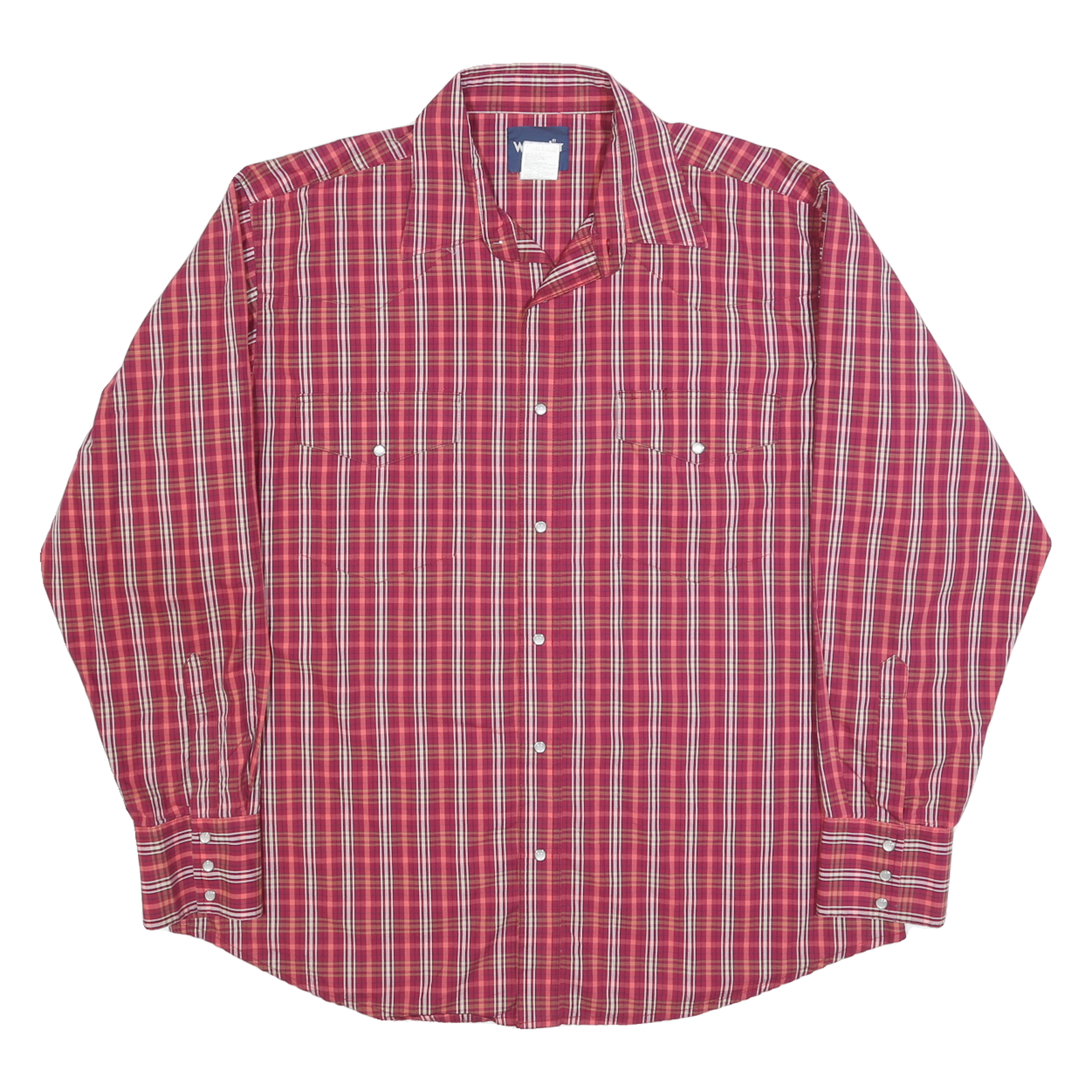 WRANGLER Mens Red & Cream Check Shirt XL Classic Western Cowboy Cotton Blend Refurbished - N/A refurbished available on Cerqular