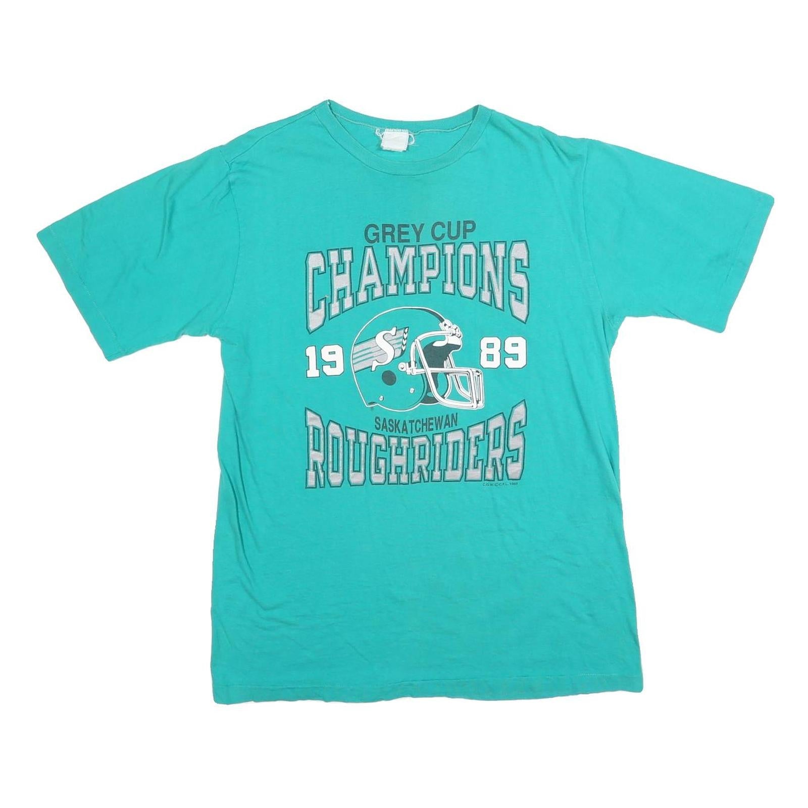 Mens Turquoise Grey Cup Champions Saskatchewan Roughriders Graphic T-Shirt L Refurbished - N/A refurbished available on Cerqular