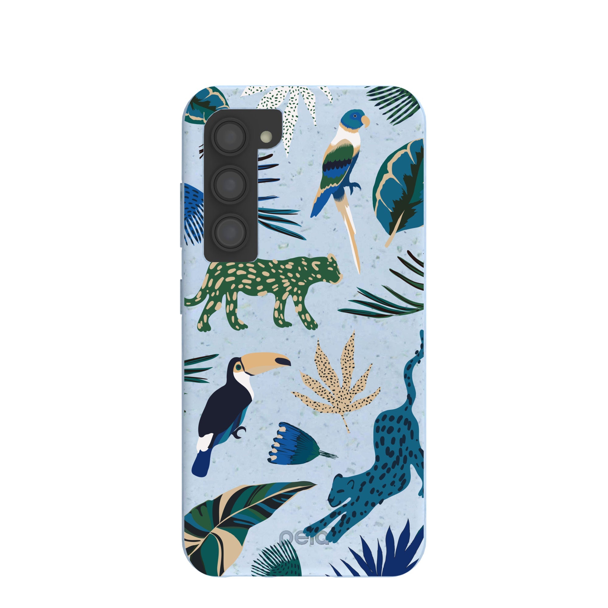 Powder Blue Tropical Rainforest Samsung Galaxy S23 Case Refurbished - Pela Case refurbished available on Cerqular