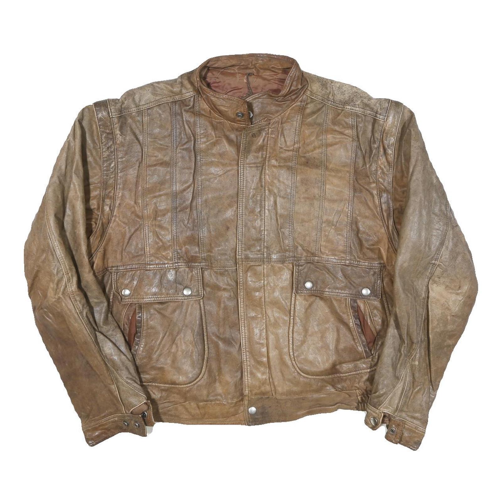 PORTRAIT Mens Brown Leather Zip Jacket XL Leather Plain Classic Fit Button Refurbished - N/A refurbished available on Cerqular