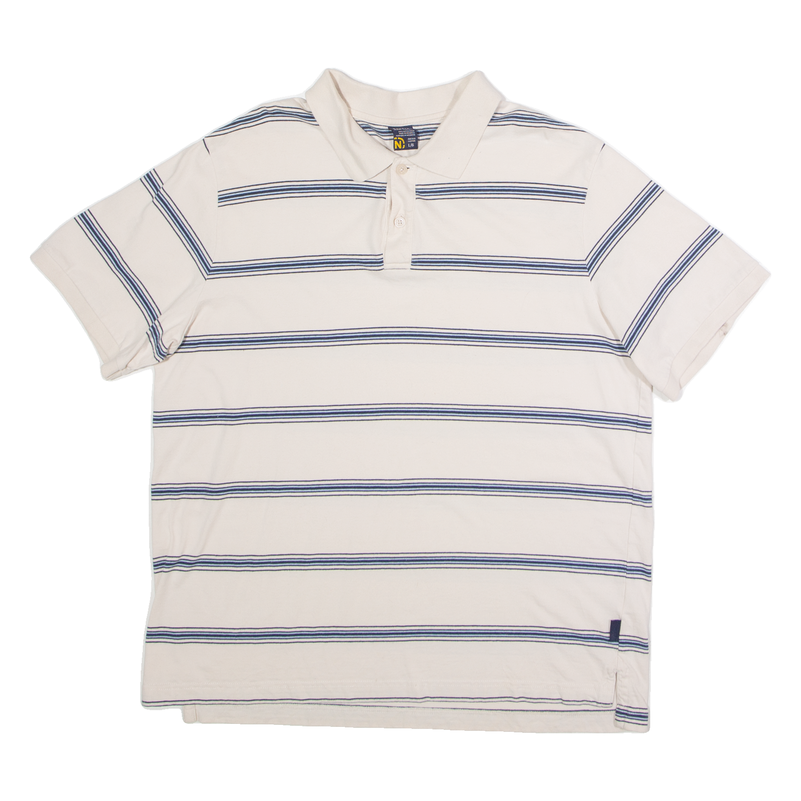 NAUTICA Mens Polo Shirt Cream Striped L Refurbished - N/A refurbished available on Cerqular