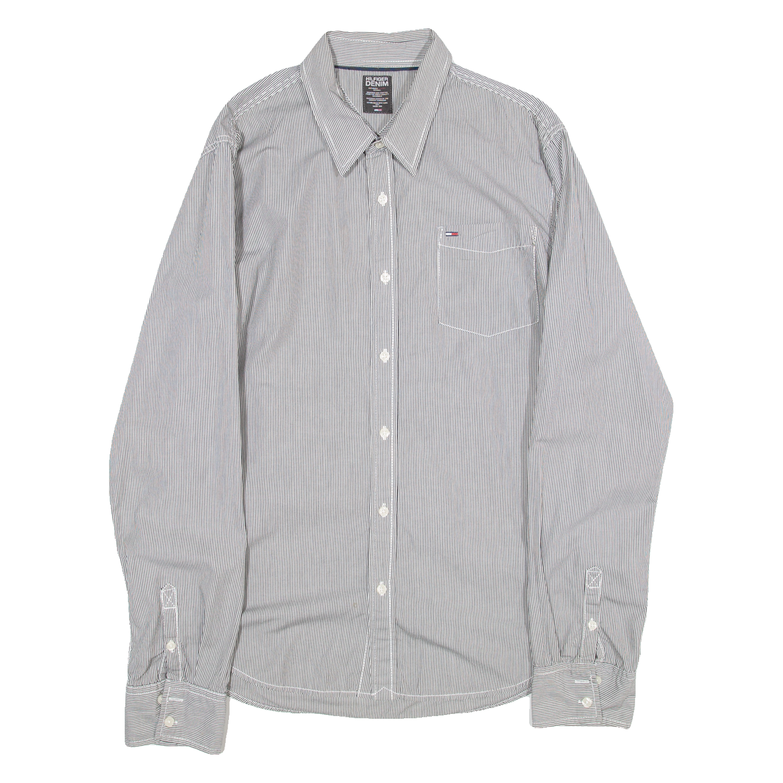 HILFIGER DENIM Mens Shirt Black Striped Long Sleeve XL Refurbished - N/A refurbished available on Cerqular