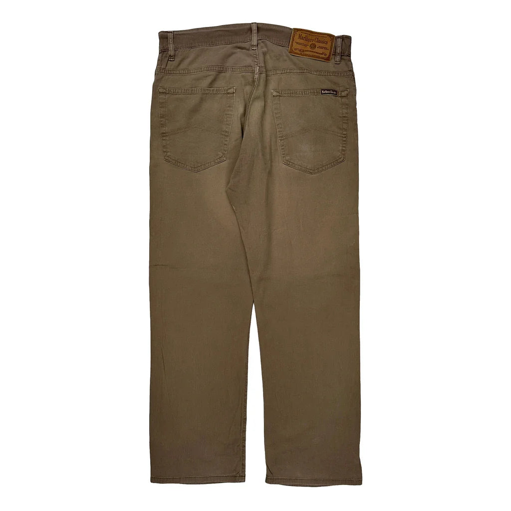 Marlboro Classics Chinos - 34W 34L Brown Cotton Refurbished - Thrifted (note: this is a term often used to describe second- refurbished available on Cerqular