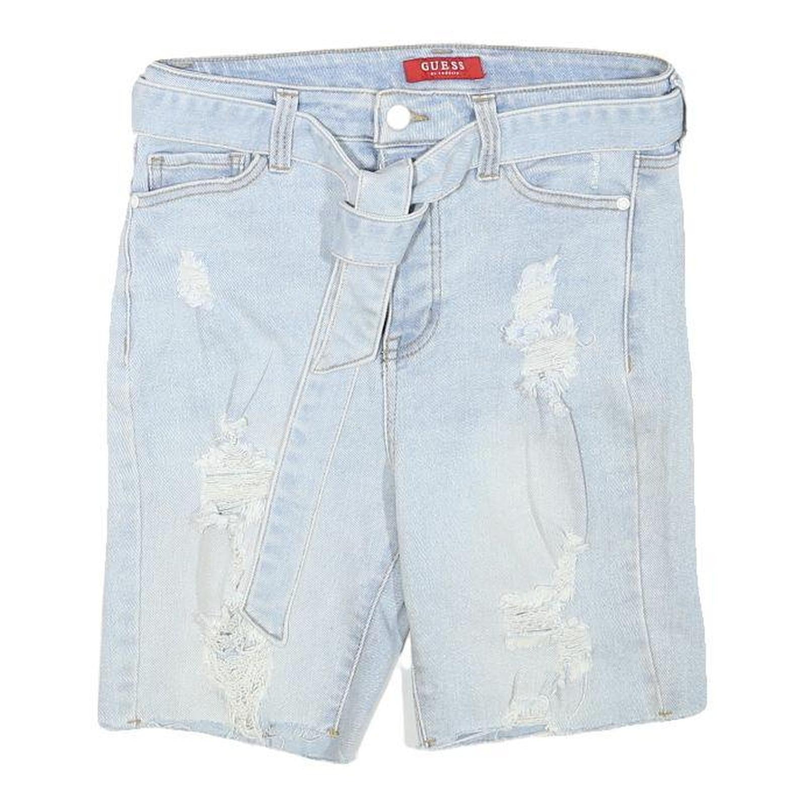 GUESS Womens Shorts Blue Casual Distressed M W28 Belted Denim Summer Refurbished - N/A refurbished available on Cerqular