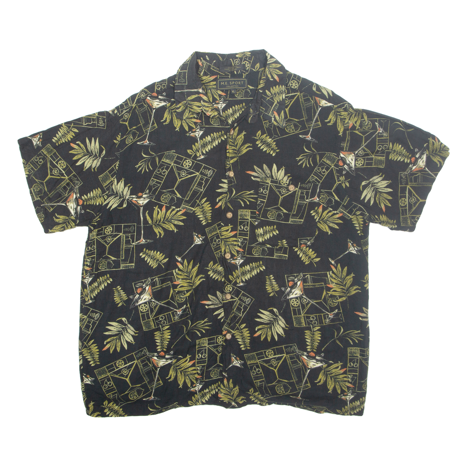 M.E SPORT Mens Hawaiian Shirt Black Crazy Pattern XL Refurbished - N/A refurbished available on Cerqular