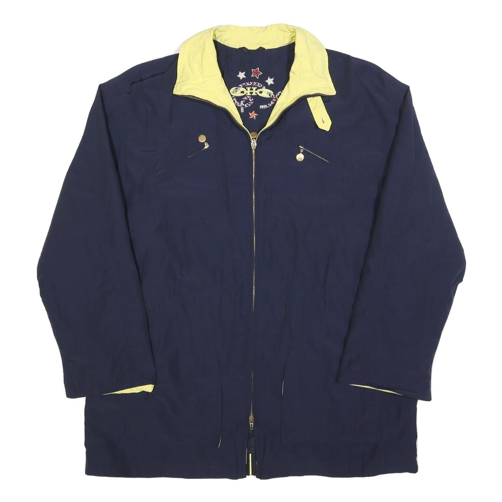 H Womens Navy & Yellow Classic Jacket L Polyester Blend Zip Contrast Collar Refurbished - N/A refurbished available on Cerqular