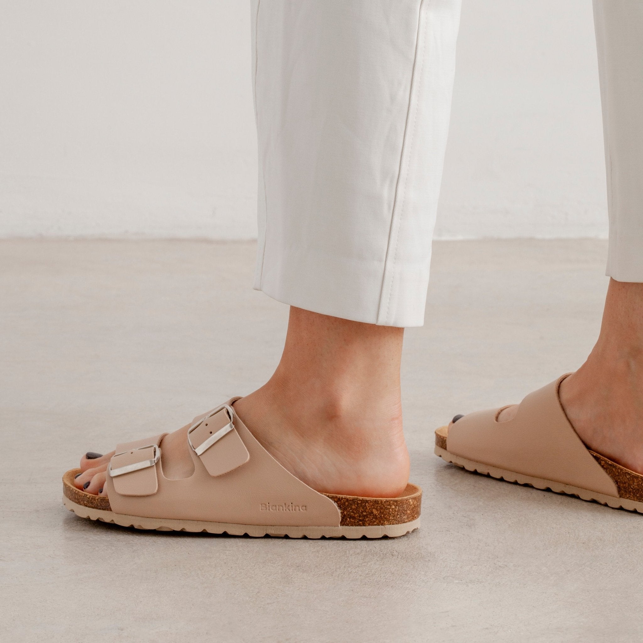 Marbella Vegan Leather Slip On Cork Sandal - Nude | Select Size: 10 US (41EU) | Color: Nude Refurbished - N/A refurbished available on Cerqular