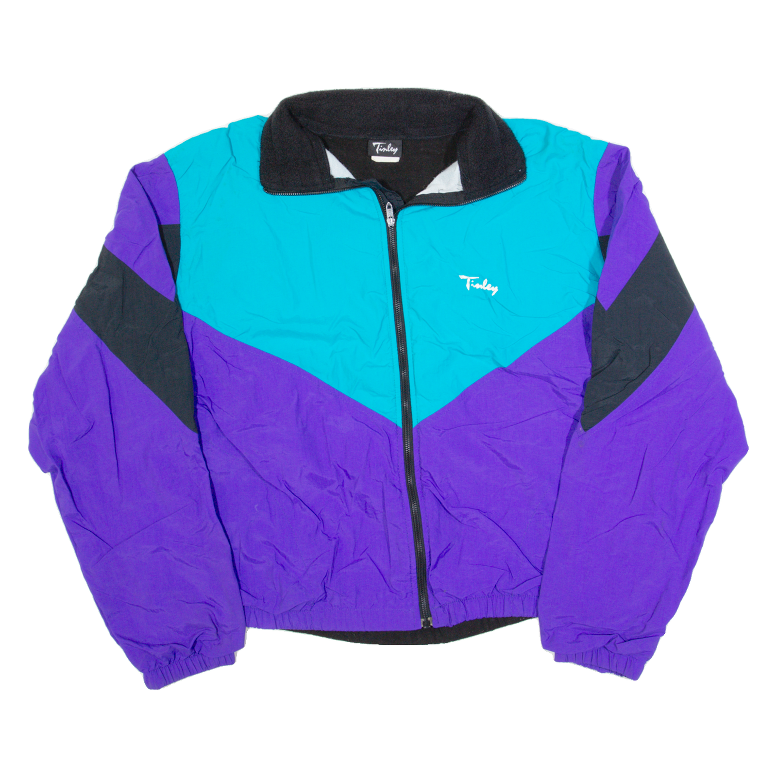 TINLEY Womens Shell Jacket Purple 90s Colourblock L Refurbished - N/A refurbished available on Cerqular
