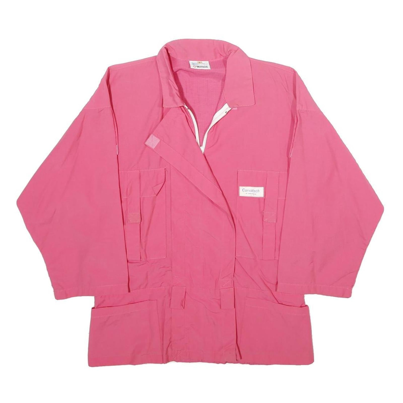 CREATION MANOR Womens Pink Jacket L Zip Plain Casual Lightweight Refurbished - N/A refurbished available on Cerqular