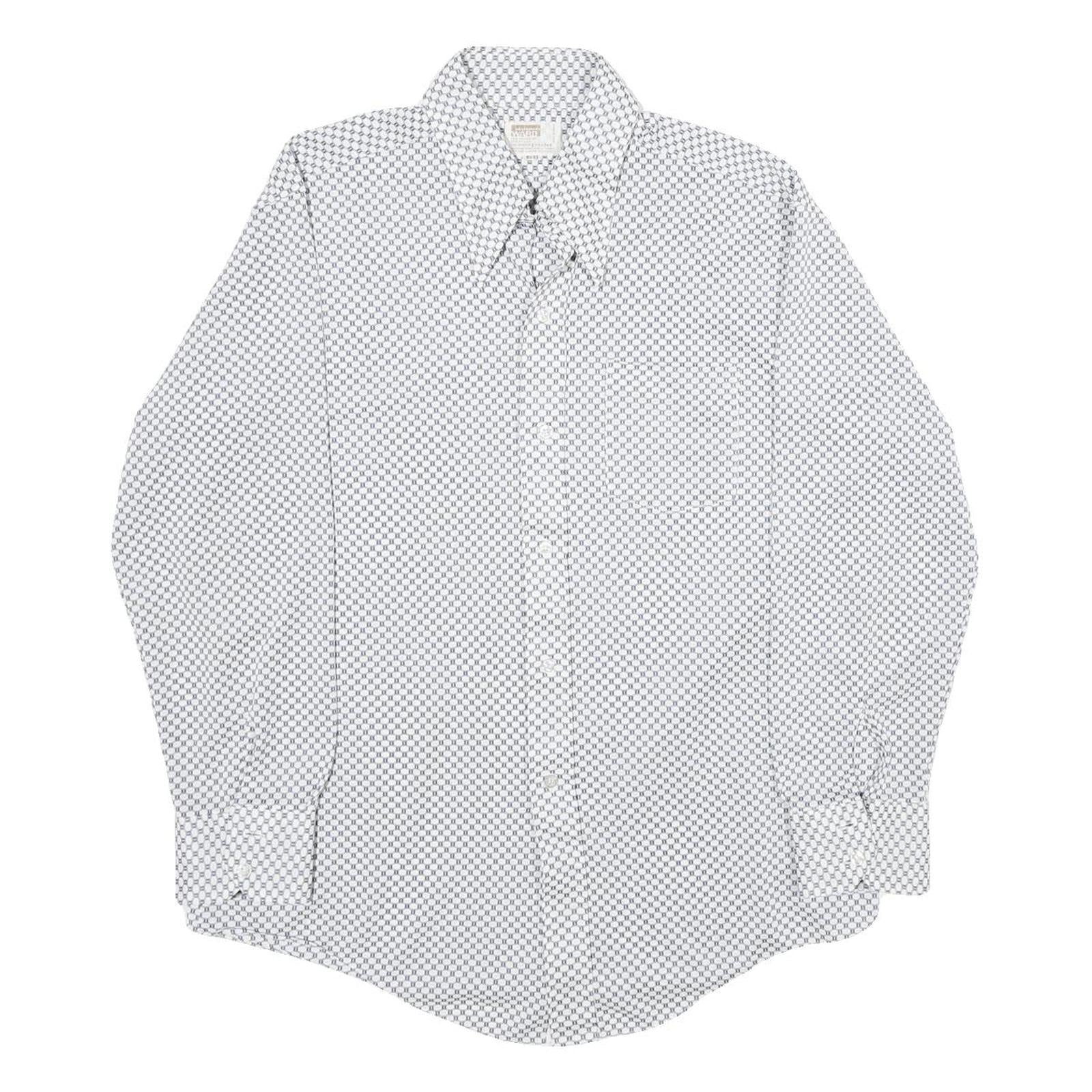 MONTGOMERY WARD Mens White & Black Patterned Shirt L Classic Long Sleeve Button Refurbished - N/A refurbished available on Cerqular