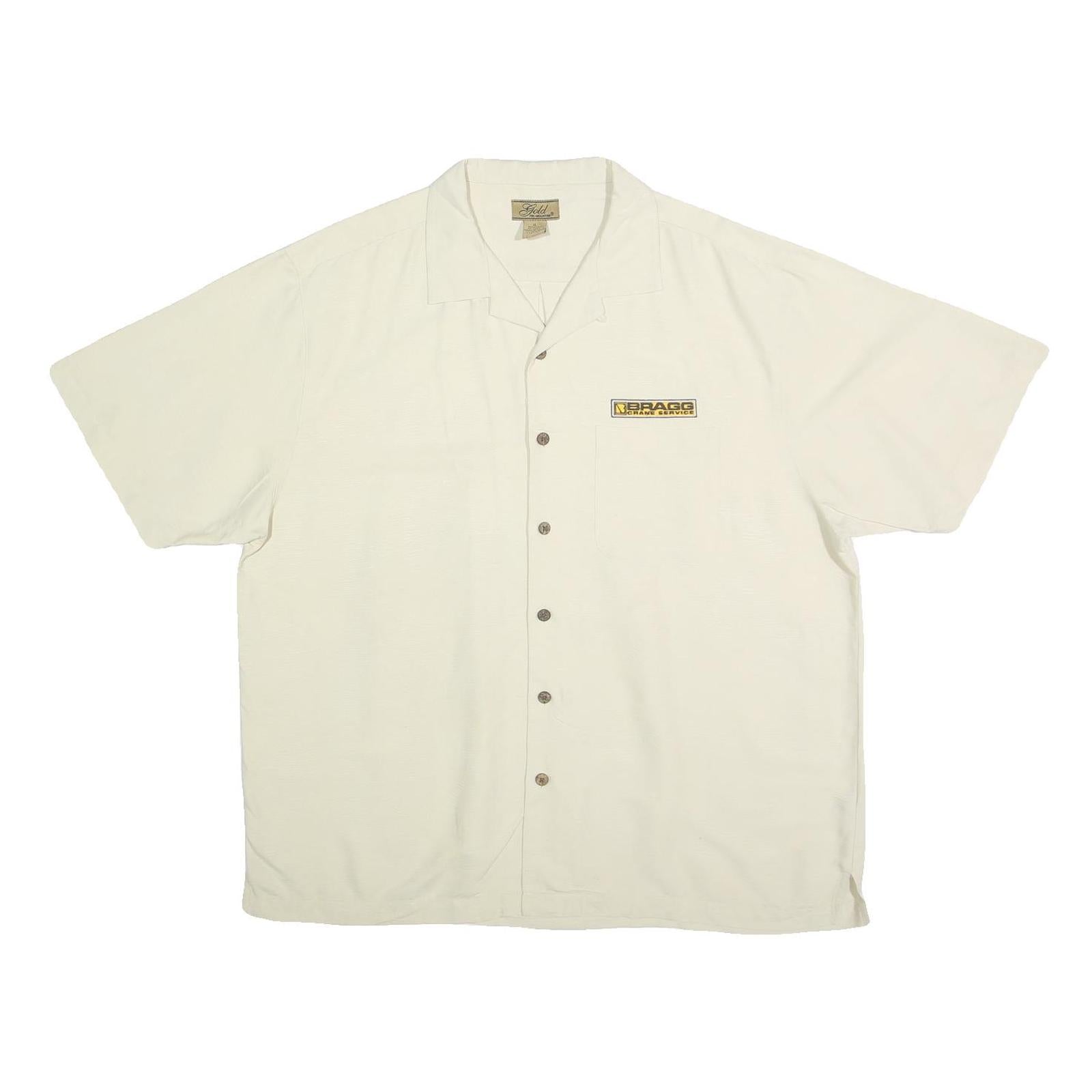 GOLD Mens Cream XL Shirt Button Cotton Relaxed Fit Logo Patch Pocket Refurbished - N/A refurbished available on Cerqular