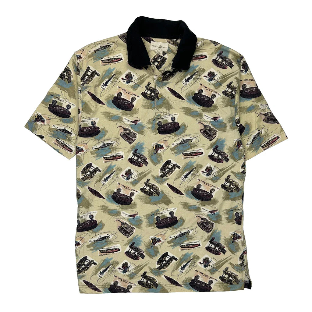 Buy Points West Graphic Polo Shirt - Medium Multicoloured Cotton Refurbished - $14.73 Points West Graphic Polo Shirt - Medium Multicoloured Cotton Refurbished - Thrifted (note: this is a term often used to describe second- refurbished available on Cerqular