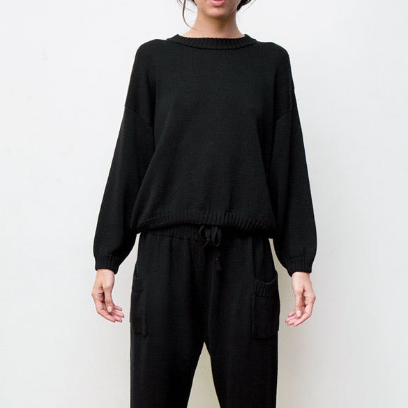 Mimi Hand-Loomed Pima Cotton Sweater - Black | Size: medium Refurbished - N/A (Note: There is no well-known brand called "AR refurbished available on Cerqular