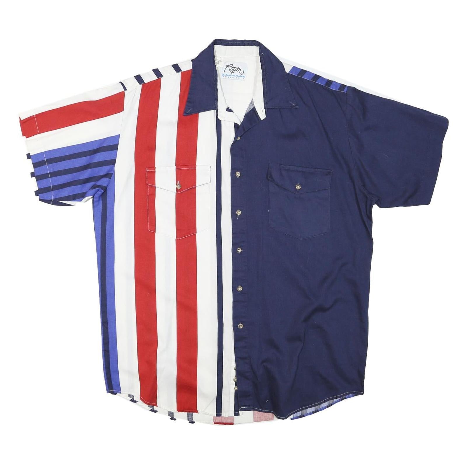 Buy ROPER Mens Blue Red & White Striped Button Short Sleeve Shirt L Cotton Blend Refurbished - $19.49 ROPER Mens Blue Red & White Striped Button Short Sleeve Shirt L Cotton Blend Refurbished - N/A refurbished available on Cerqular