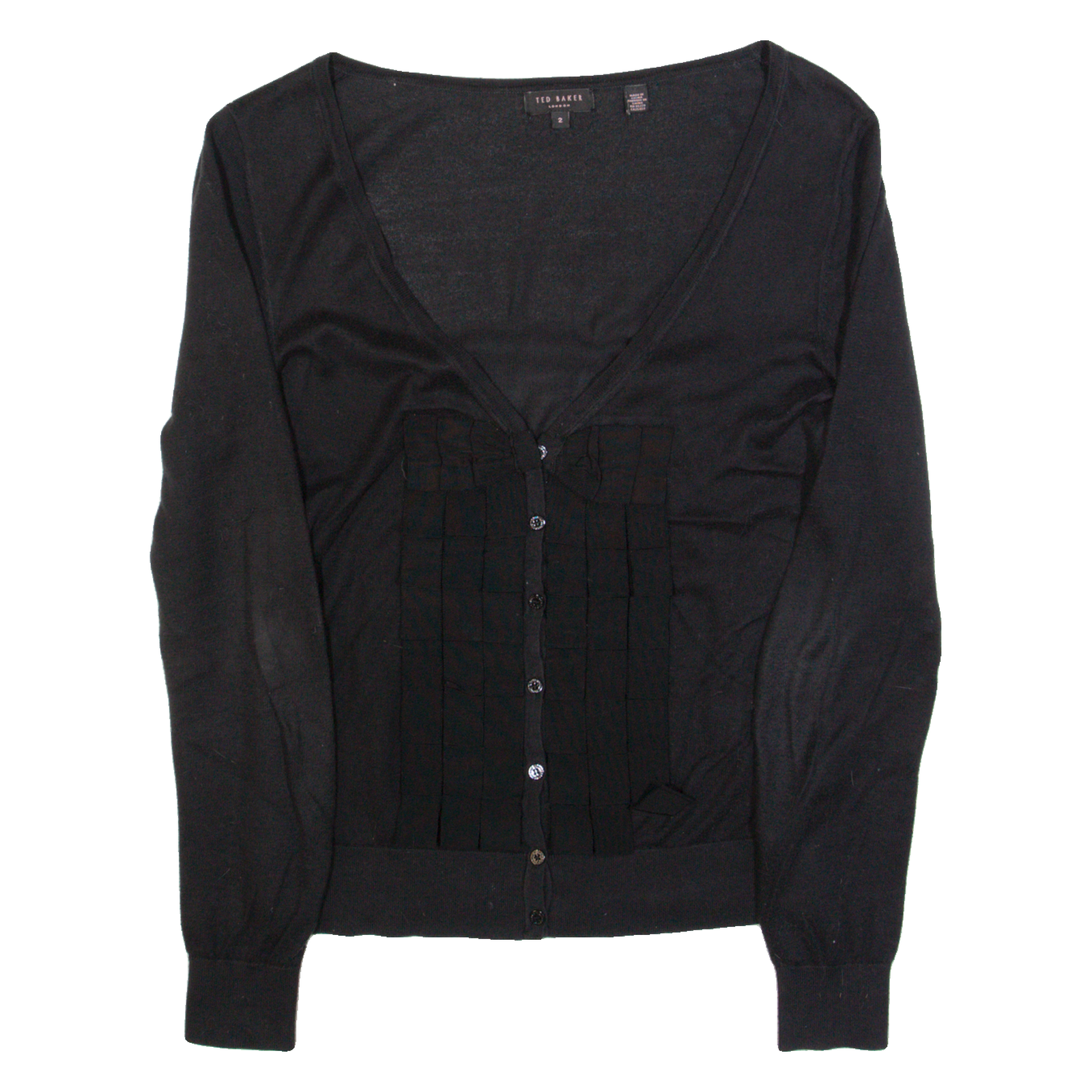 TED BAKER Womens Cardigan Black V-Neck Tight Knit S Refurbished - N/A refurbished available on Cerqular