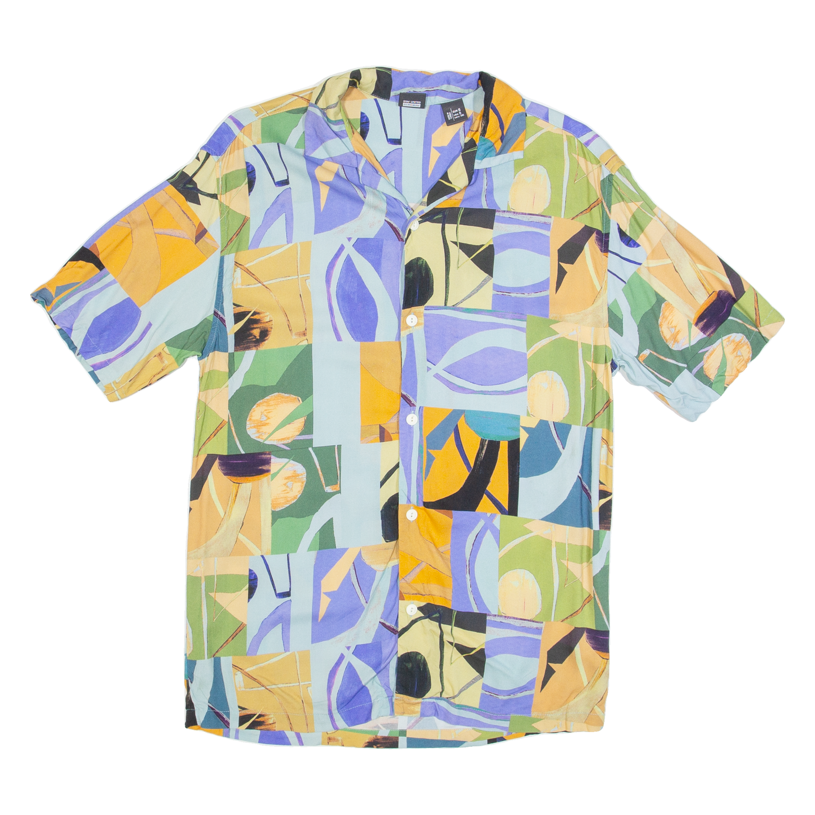 PULL&BEAR Mens Shirt Blue Crazy Pattern S Refurbished - N/A refurbished available on Cerqular