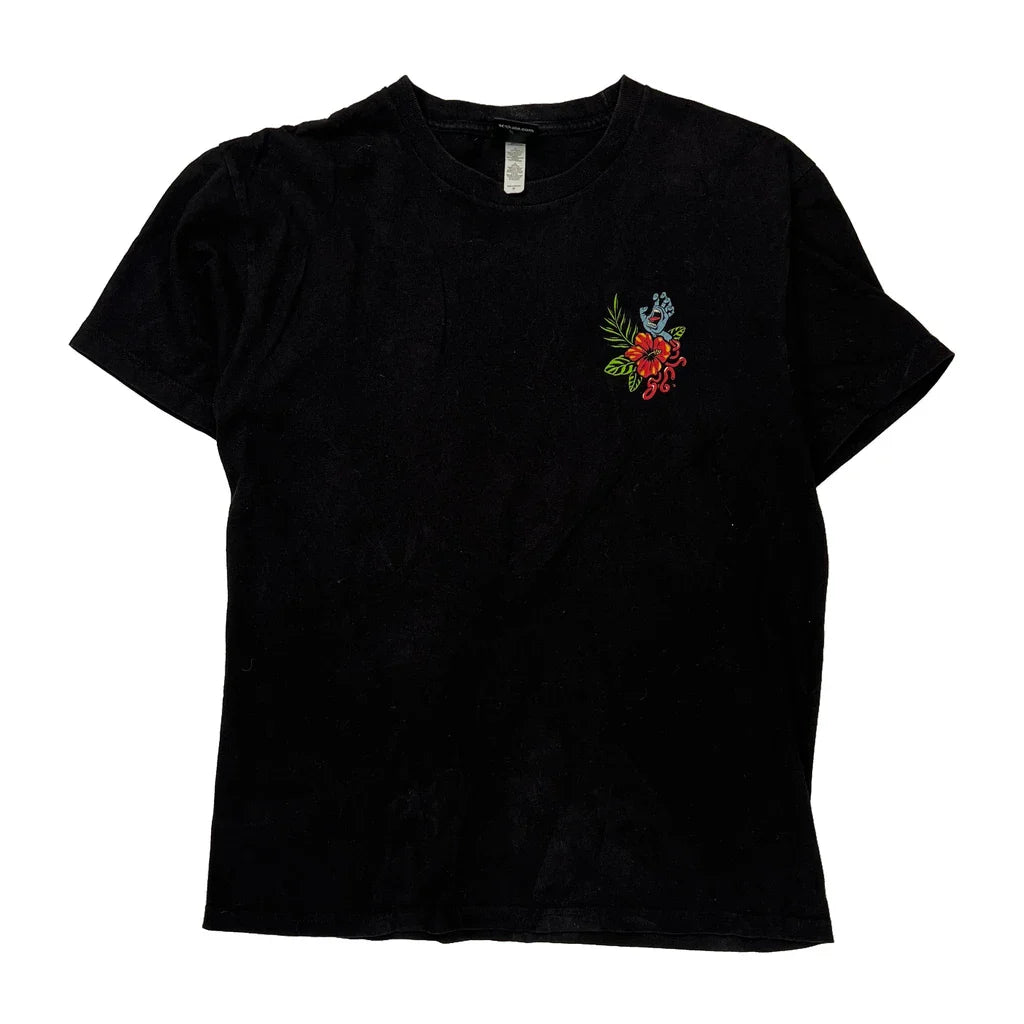 Skateboarding Santa Cruz Graphic T-Shirt - Medium Black Cotton Refurbished - Thrifted (note: this is a term often used to describe second- refurbished available on Cerqular