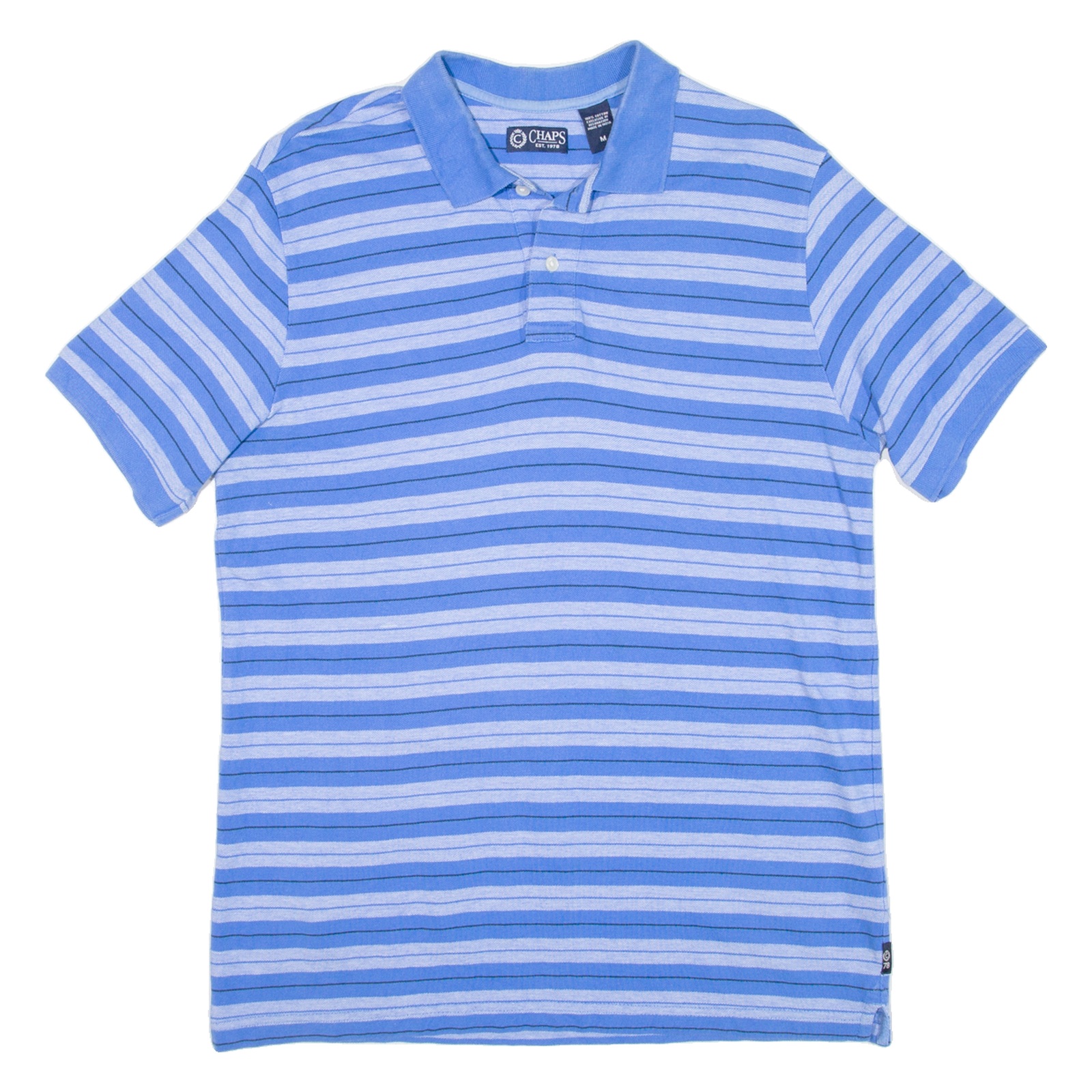 CHAPS Mens Polo Shirt Blue Striped M Refurbished - N/A refurbished available on Cerqular