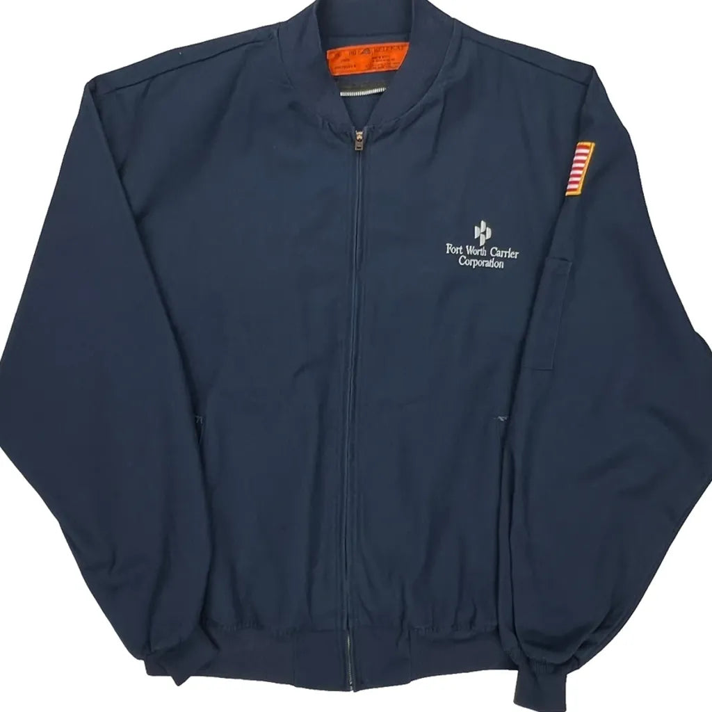 Red Kap Bomber Jacket - XL Navy Polyester Refurbished - Thrifted (note: this is a term often used to describe second- refurbished available on Cerqular