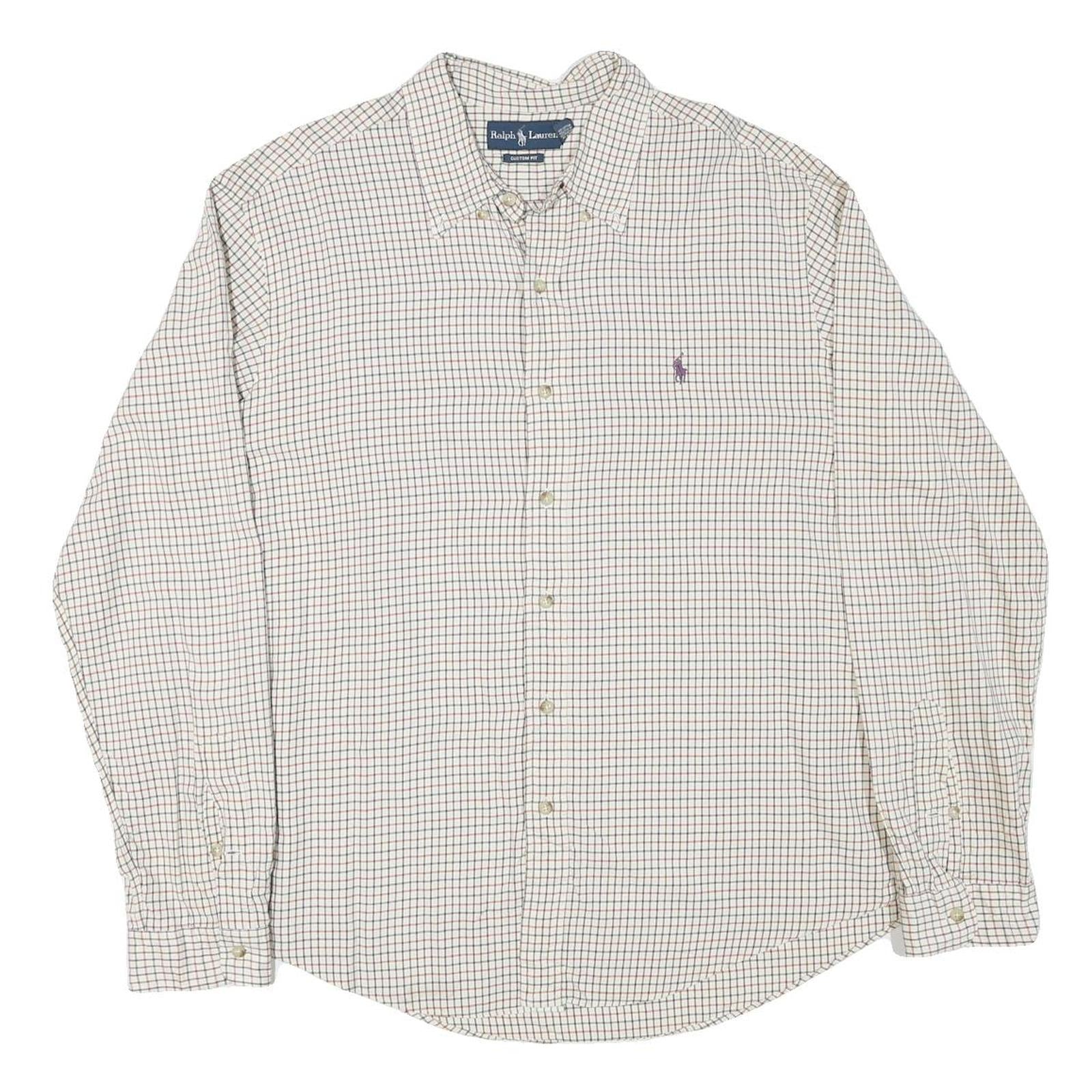 RALPH LAUREN Mens White & Brown Check Shirt 2XL Classic Fit Button-Down Collar Refurbished - N/A refurbished available on Cerqular
