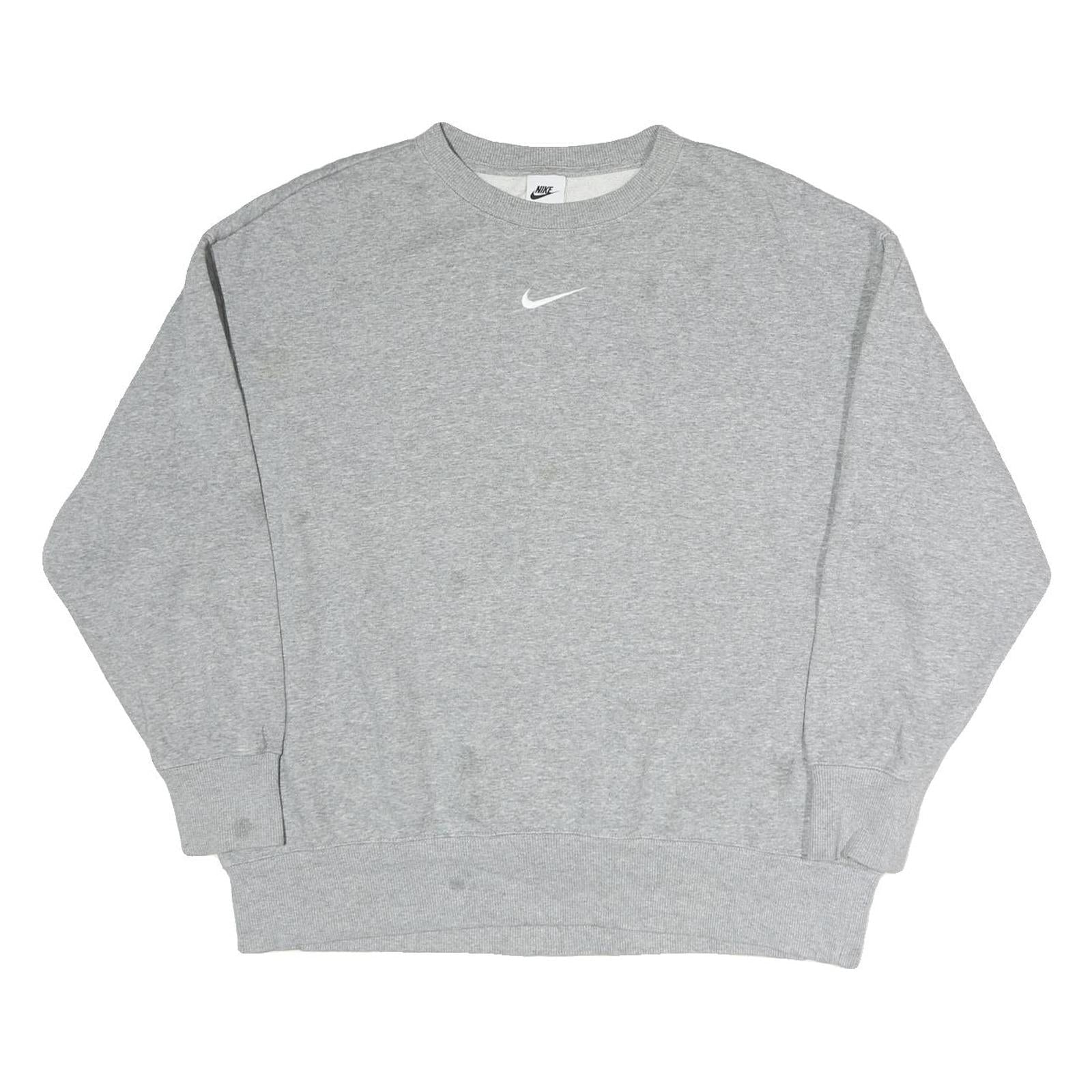 NIKE Mens Grey Crew Neck M Cotton Logo Embroidered Casual Sweatshirt Refurbished - N/A refurbished available on Cerqular