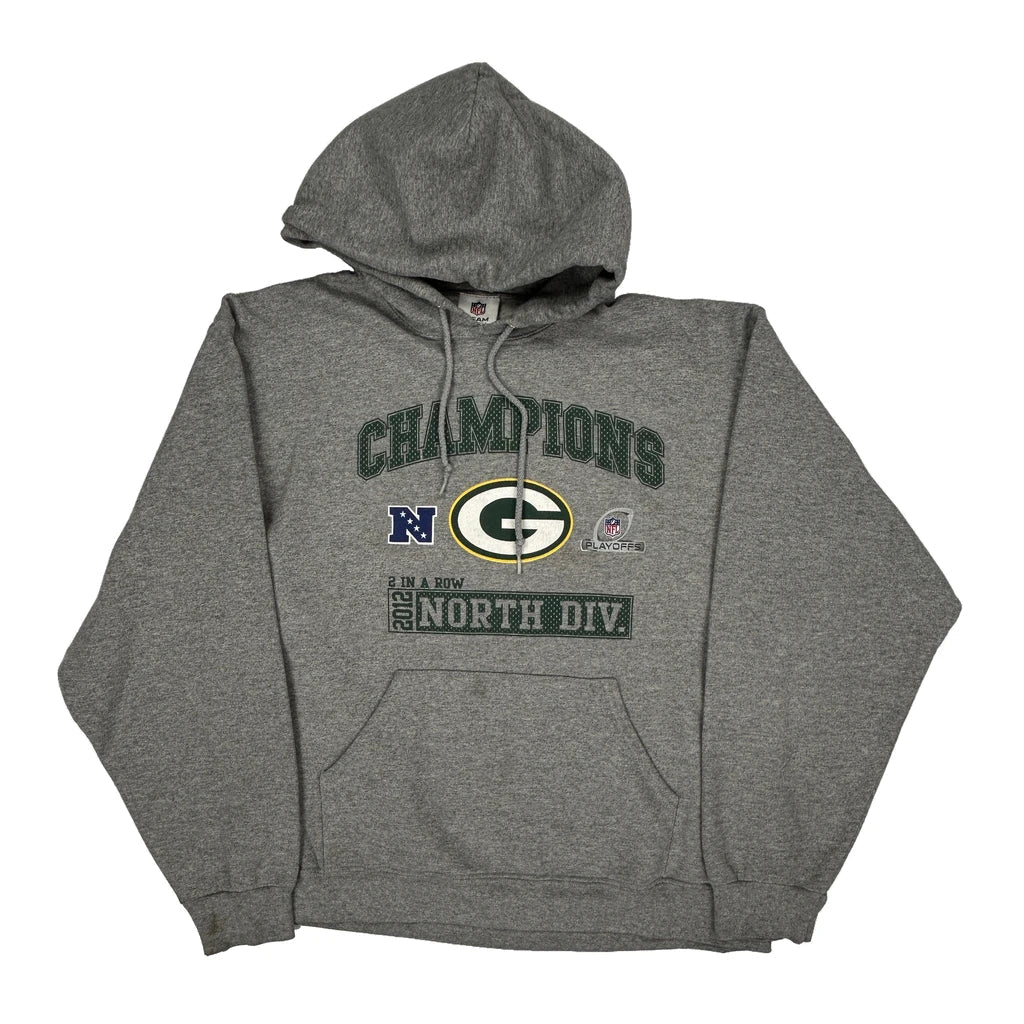 Green Bay Packers N.F.L. Team Apparel Nfl Hoodie - Small Grey Cotton Blend Refurbished - Thrifted (note: this is a term often used to describe second- refurbished available on Cerqular