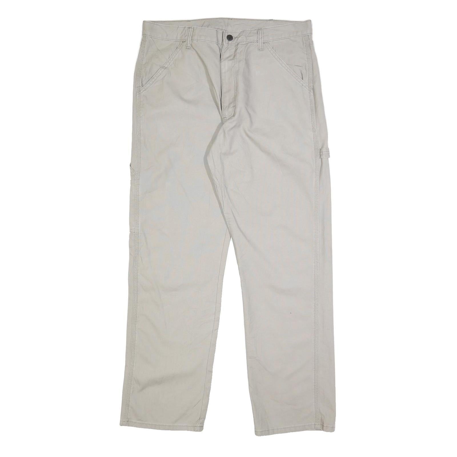 RUSTLER Mens Regular Fit Beige Cotton Blend Trousers W34 L32 Cargo Zip Pocket Refurbished - N/A refurbished available on Cerqular