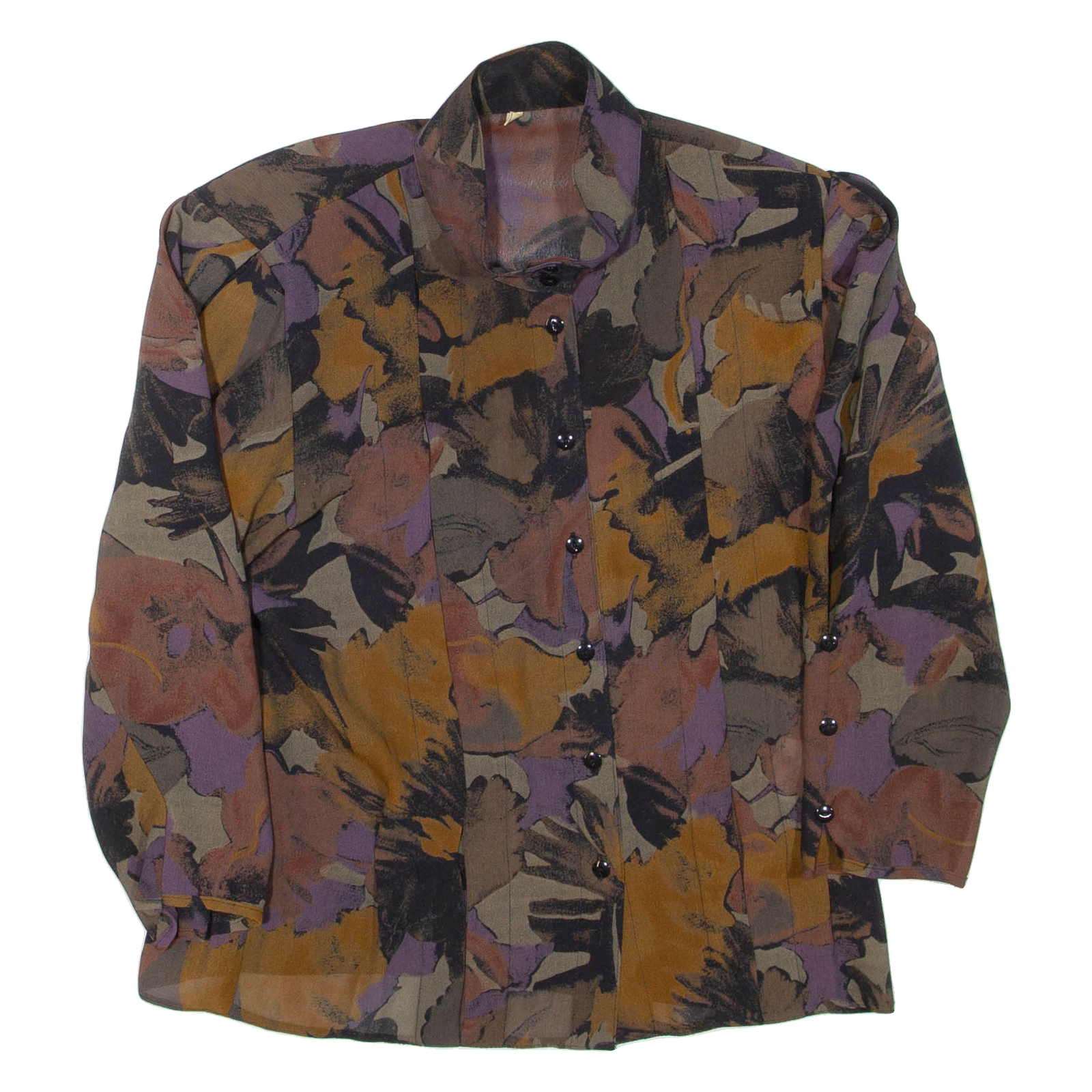 Womens Printed Blouse Brown High Neck Long Sleeve Floral M Refurbished - N/A refurbished available on Cerqular