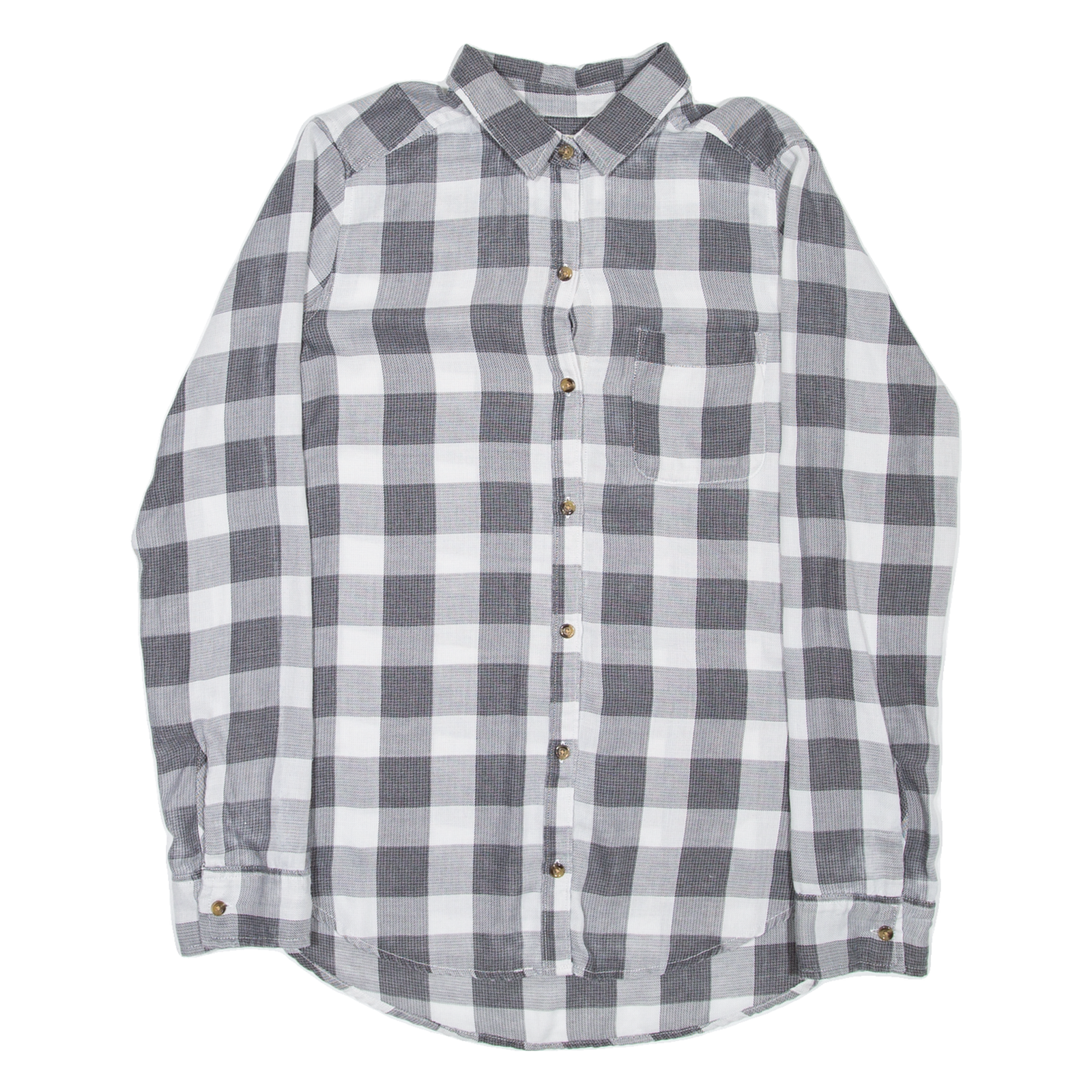HOLLISTER Womens Shirt Grey Check Long Sleeve S Refurbished - N/A refurbished available on Cerqular