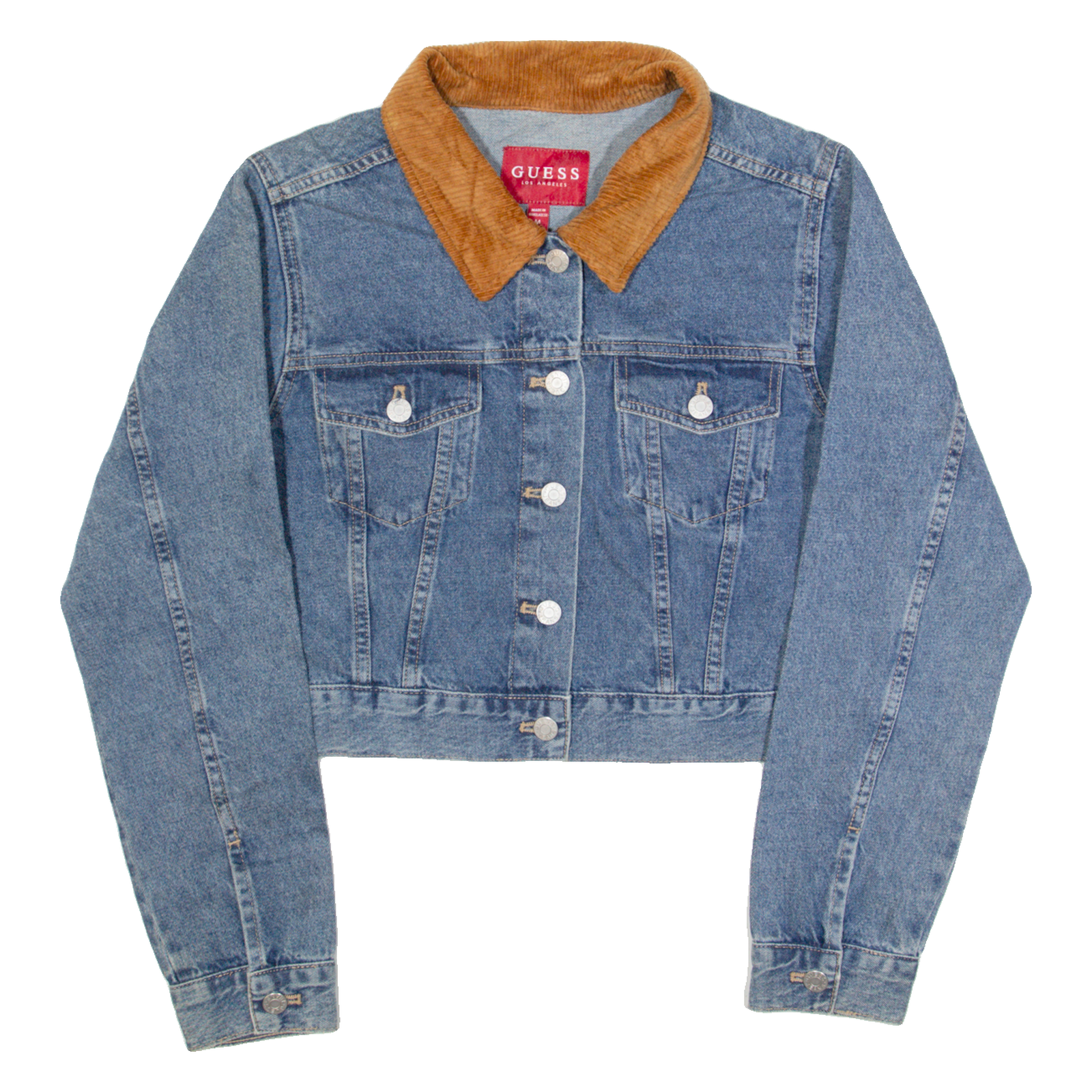 GUESS Cropped Womens Denim Jacket Blue M Refurbished - N/A refurbished available on Cerqular