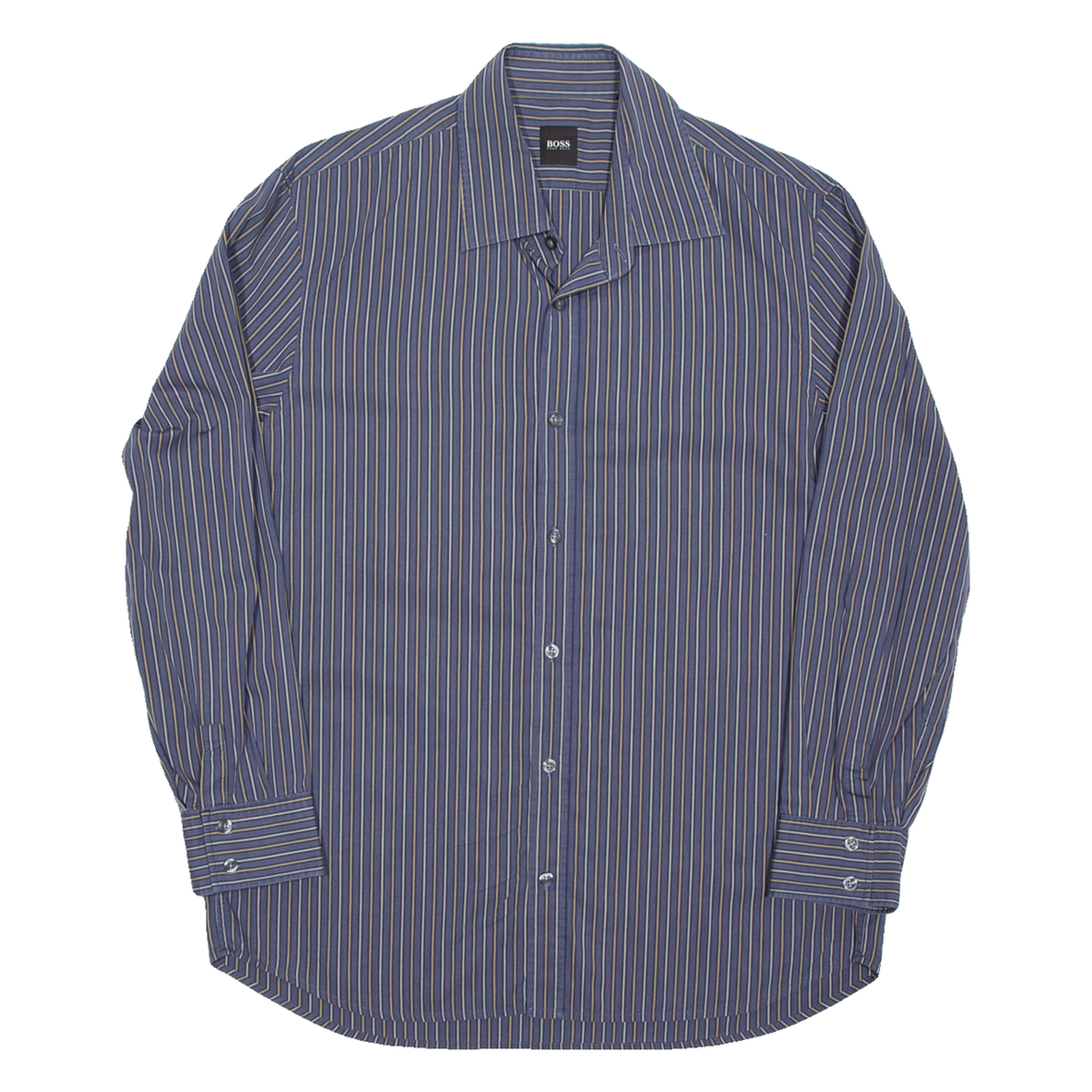 BOSS Mens Shirt Blue Striped Long Sleeve L Refurbished - N/A refurbished available on Cerqular