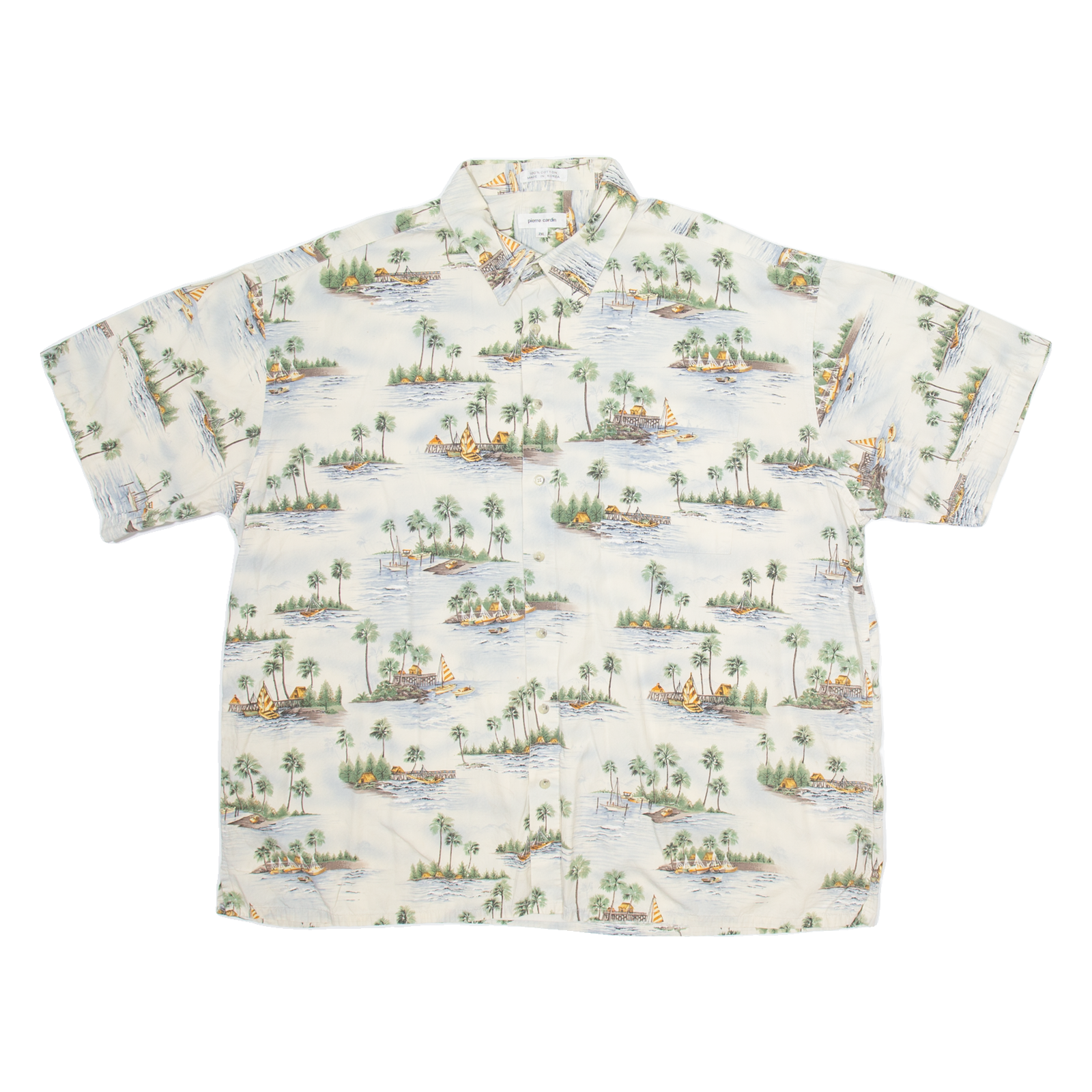 PIERRE CARDIN Mens Hawaiian Shirt Beige Crazy Pattern 2XL Refurbished - N/A refurbished available on Cerqular