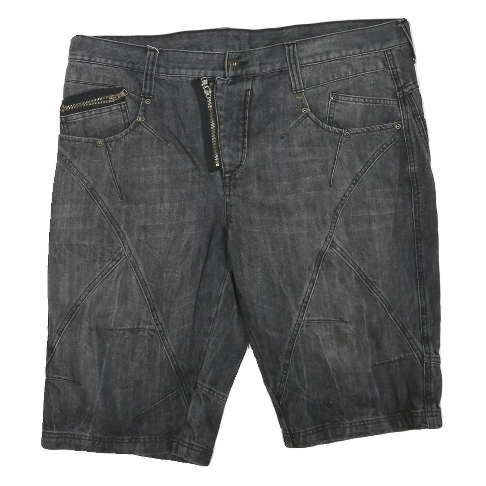 RAINBOW Mens Shorts Black Denim XL W40 Rebel Core Zip Pocket Casual Refurbished - N/A refurbished available on Cerqular
