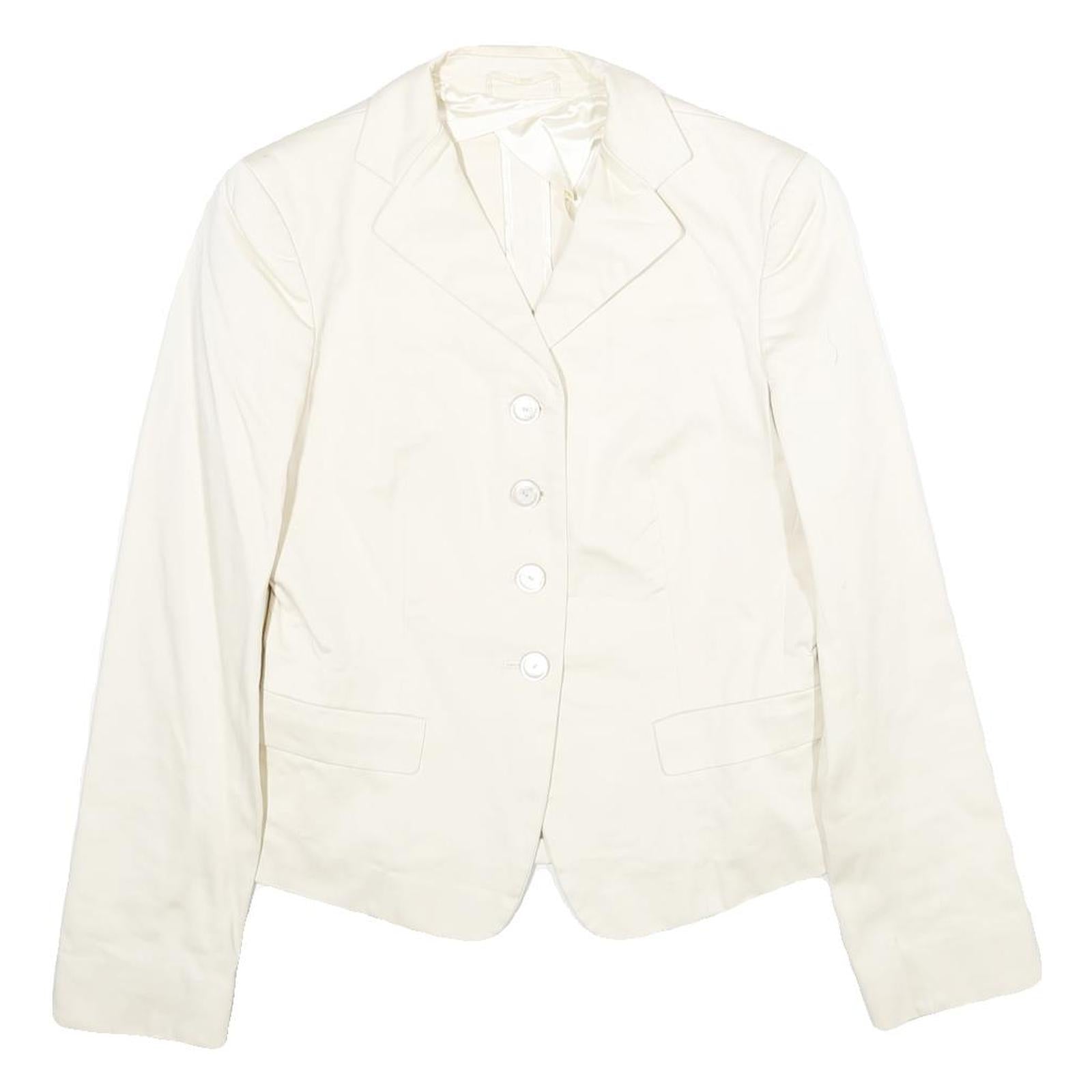 MAX MARA Womens Cream Cotton Blend Tailored Jacket UK 6 Button Plain Elegant Refurbished - N/A refurbished available on Cerqular