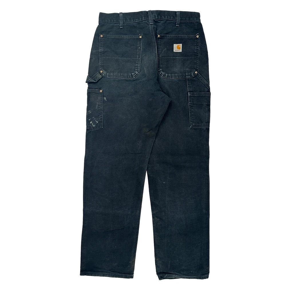 Carhartt Carpenter Trousers - 32W 31L Black Cotton Refurbished - Thrifted (note: this is a term often used to describe second- refurbished available on Cerqular