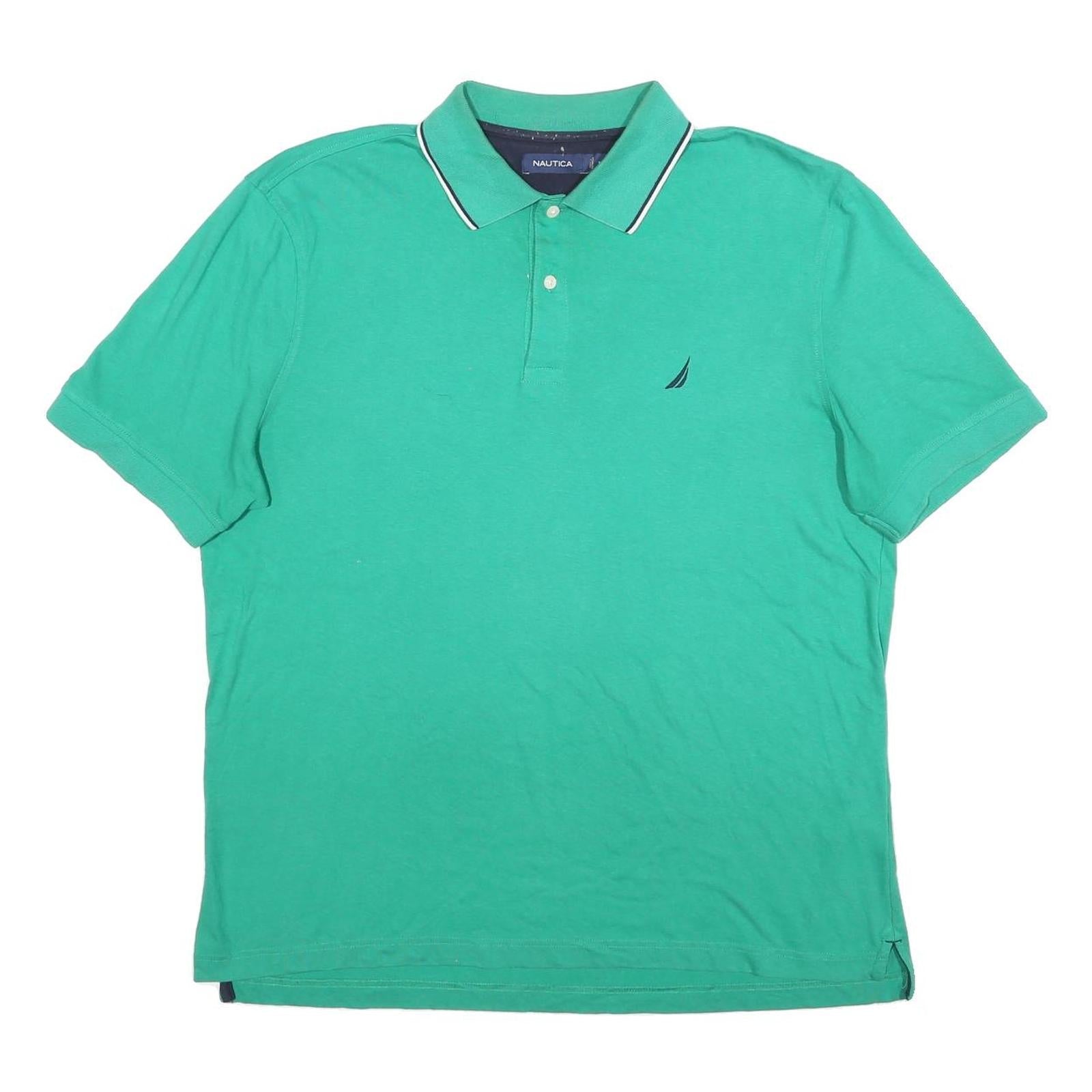 NAUTICA Mens Green Short Sleeve Plain XL Polo Shirt Cotton Blend Summer Refurbished - N/A refurbished available on Cerqular