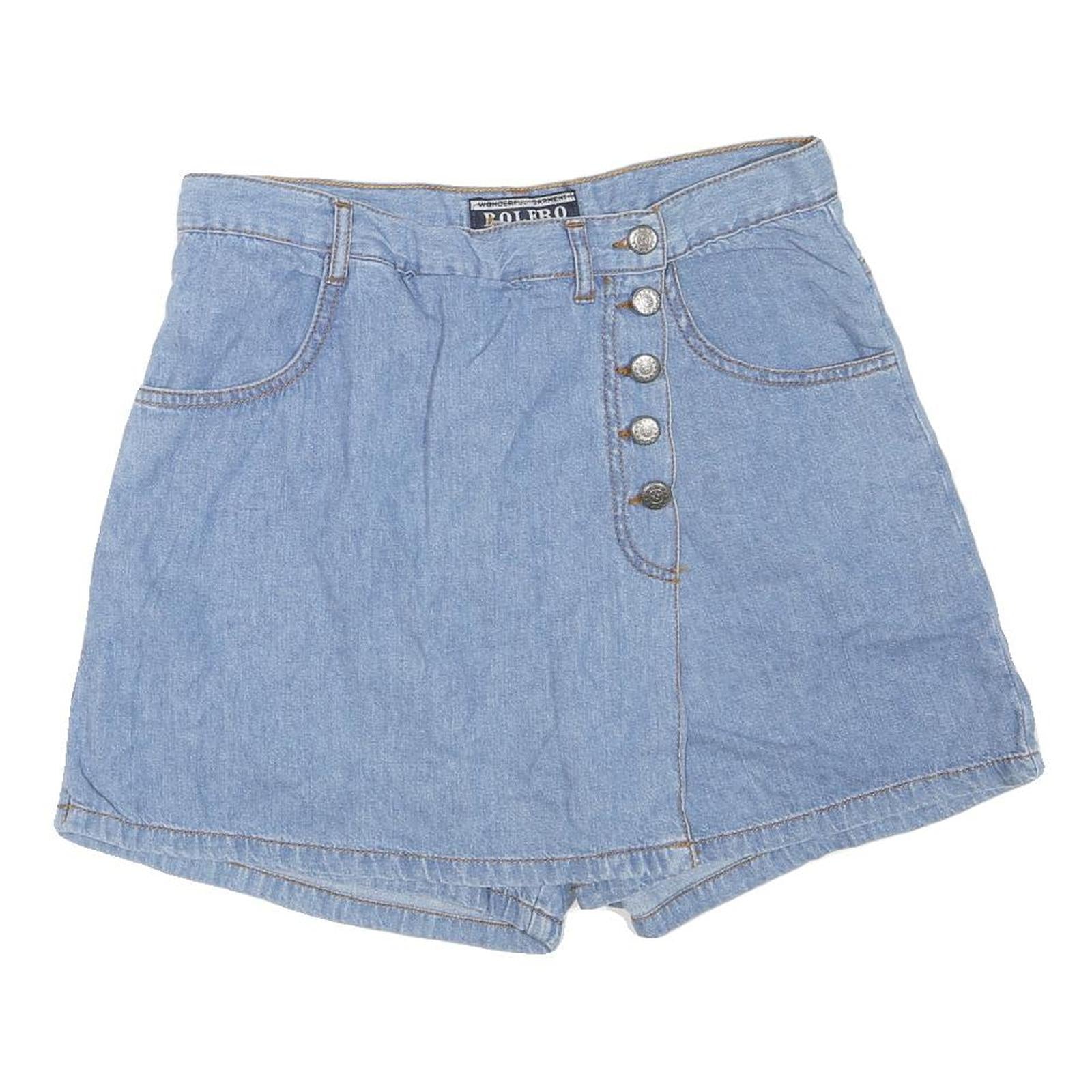 BOLERO Womens Blue Denim Mini Skirt Cotton Blend M Button Closure Casual Summer Refurbished - N/A refurbished available on Cerqular