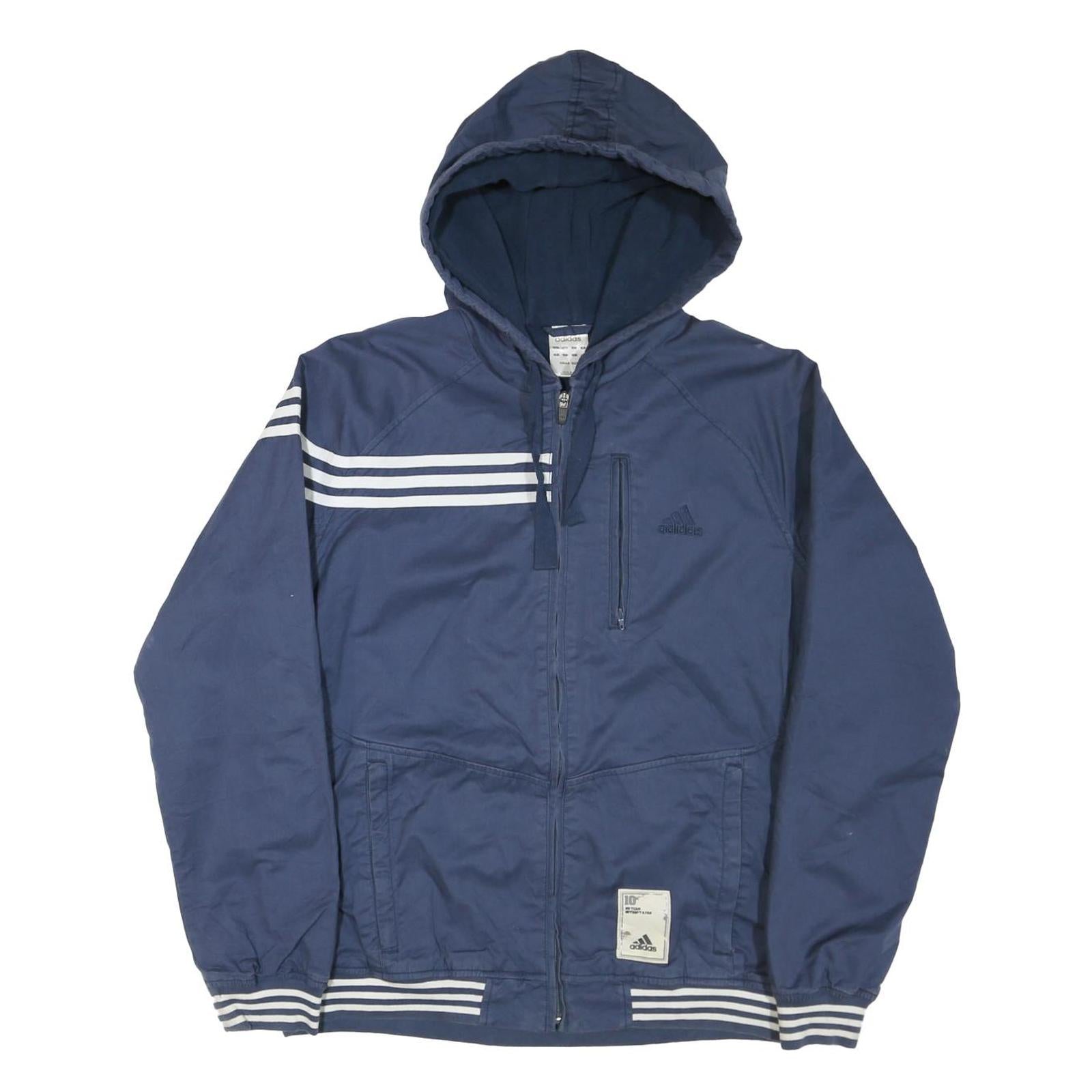 ADIDAS Mens Blue Zip Hooded Jacket Polyester Blend Sporty L Casual Outerwear Refurbished - N/A refurbished available on Cerqular